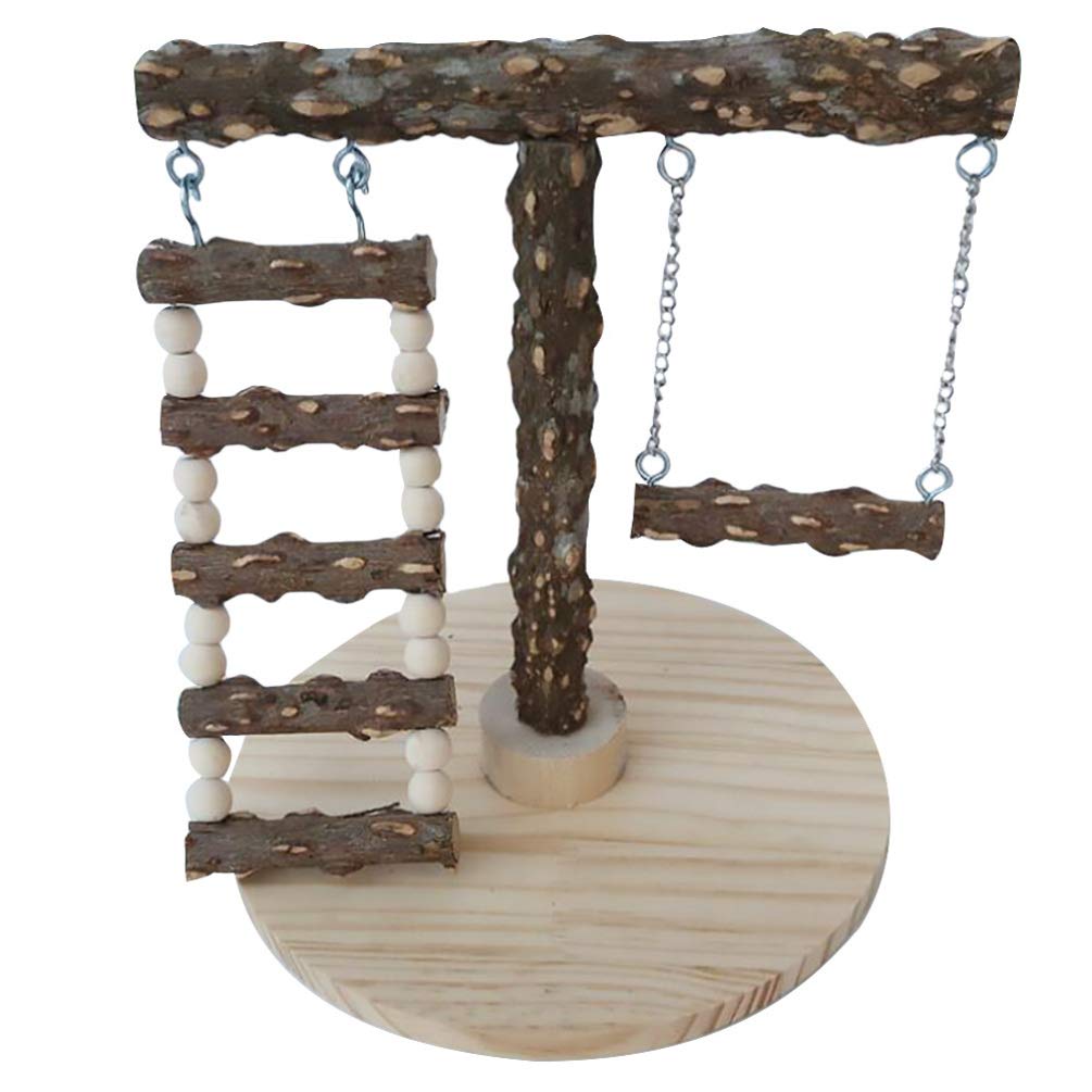Balacoo Bird Cage Toys - Parrot Swing, Climbing Ladder & Hanging Play Stand for Small Pets - Durable Coffee-Colored Bird Toys for Parrots, Cockatiels & Lovebirds - Perfect for Cage Enrichment & Exercise