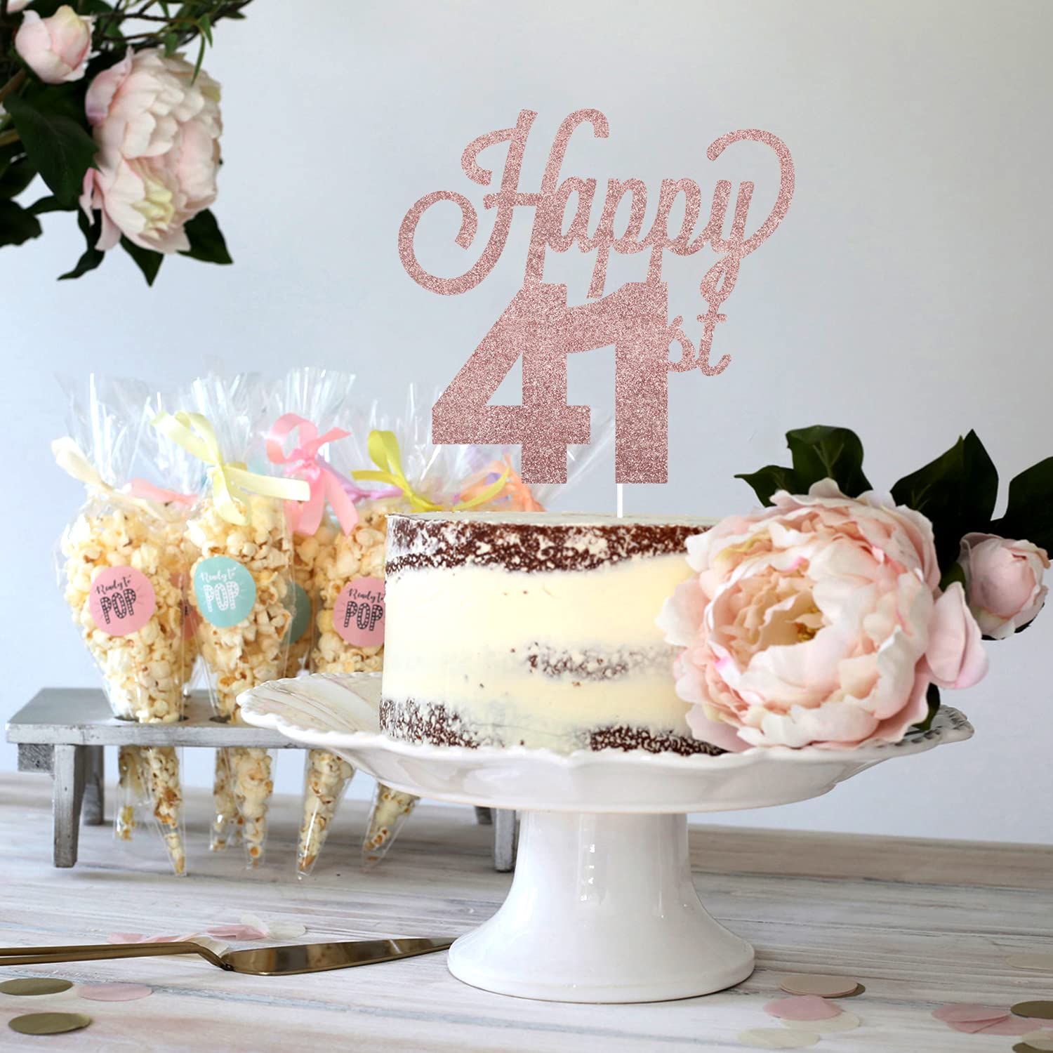 LINGTEER 41st Birthday Cake Topper - Cheers to 41 Years Old Party Decorations for Women & Men - Perfect for Birthday Cakes, Cupcakes, and Dessert Table Centerpieces