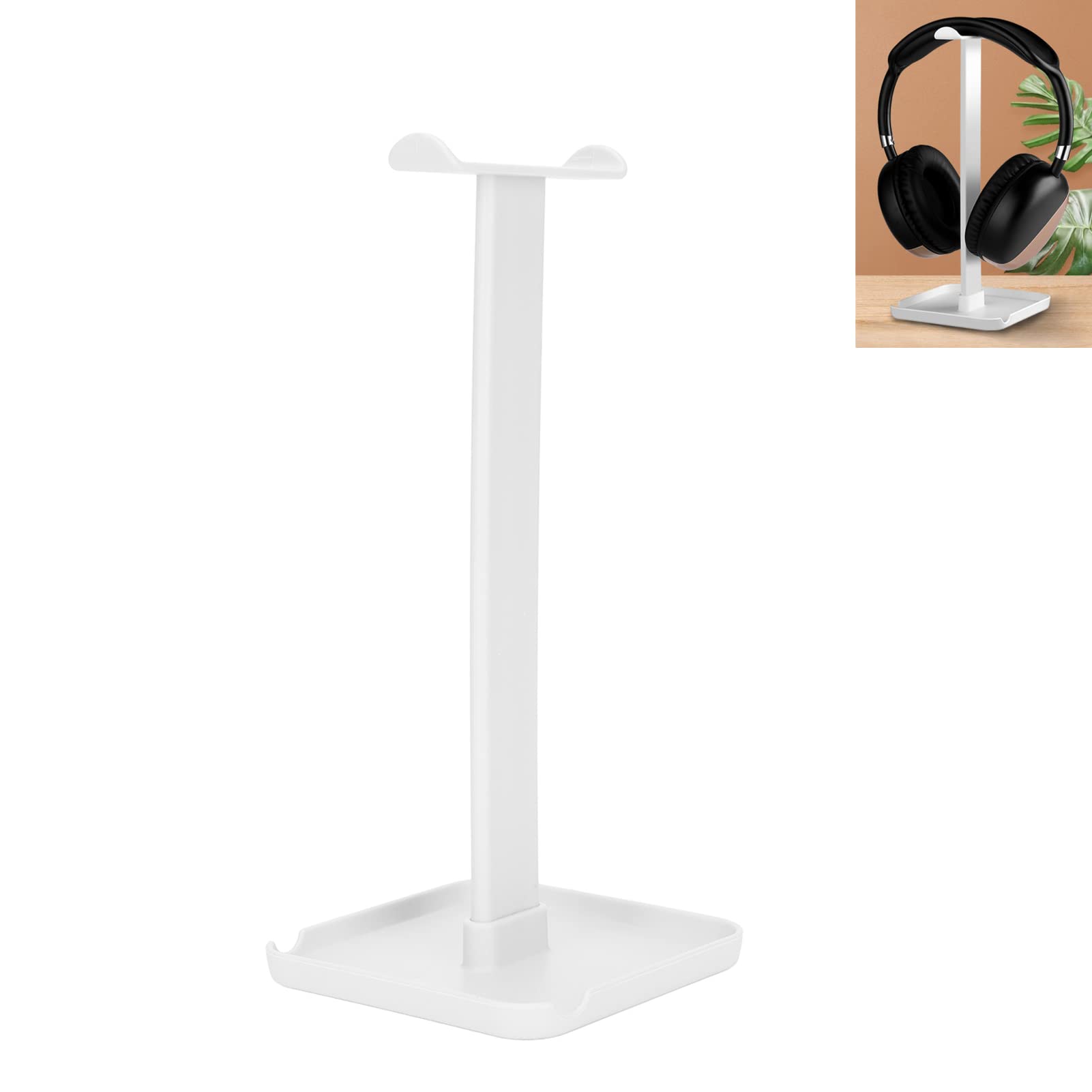 2 in 1 Headphone Stand with Phone Holder - ABS Gaming Headset Stand with Solid Base & Tablet Holder - Perfect for Desk Organization, Gaming Setup & Office Accessories (White)
