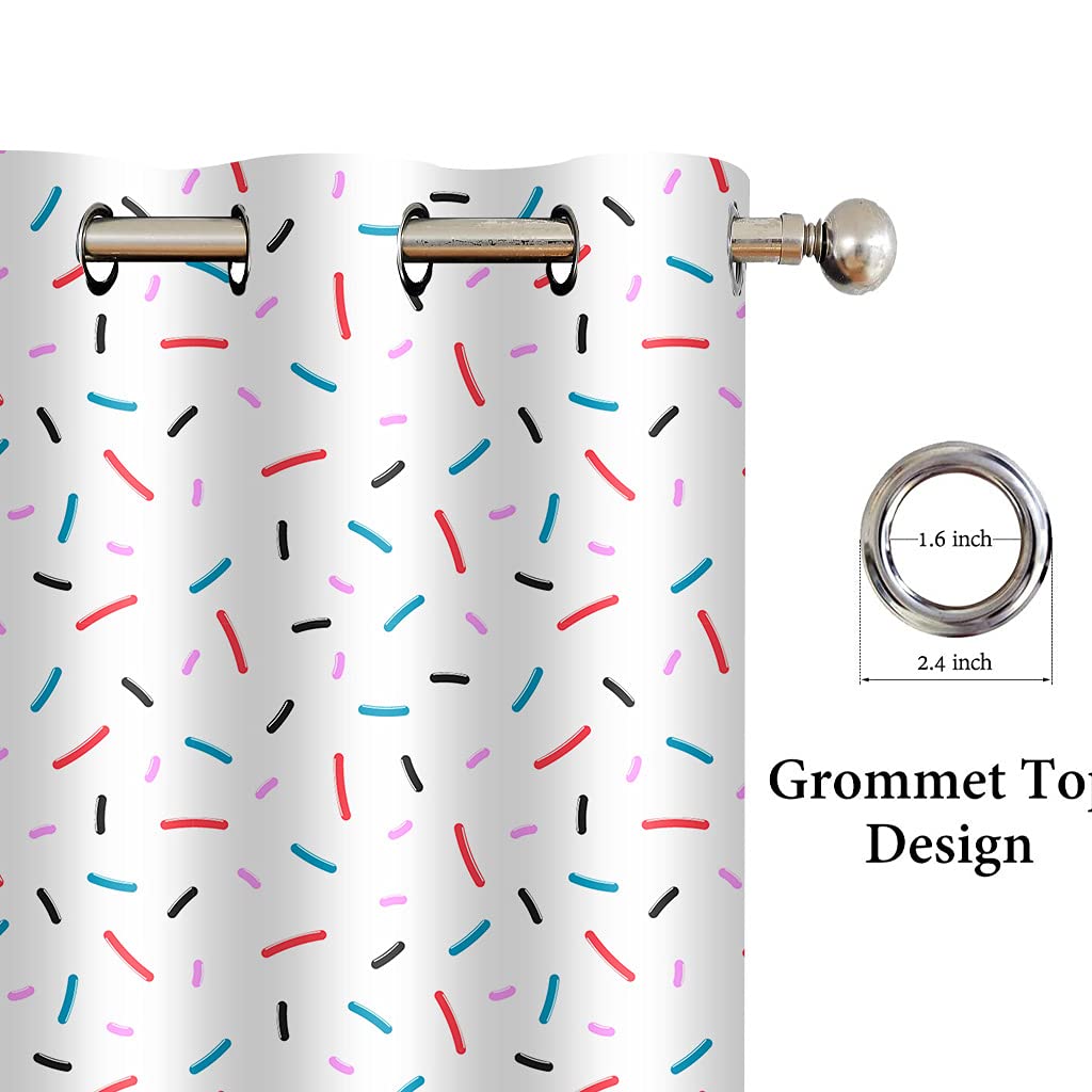 Red Blue and White Sprinkle Curtains - 2 Panels 42x63 Inch Blackout Drapes for Kitchen, Bakery & Ice Cream Shop Decor | Fun Confetti Candy Pattern Window Treatments for Home & Commercial Use