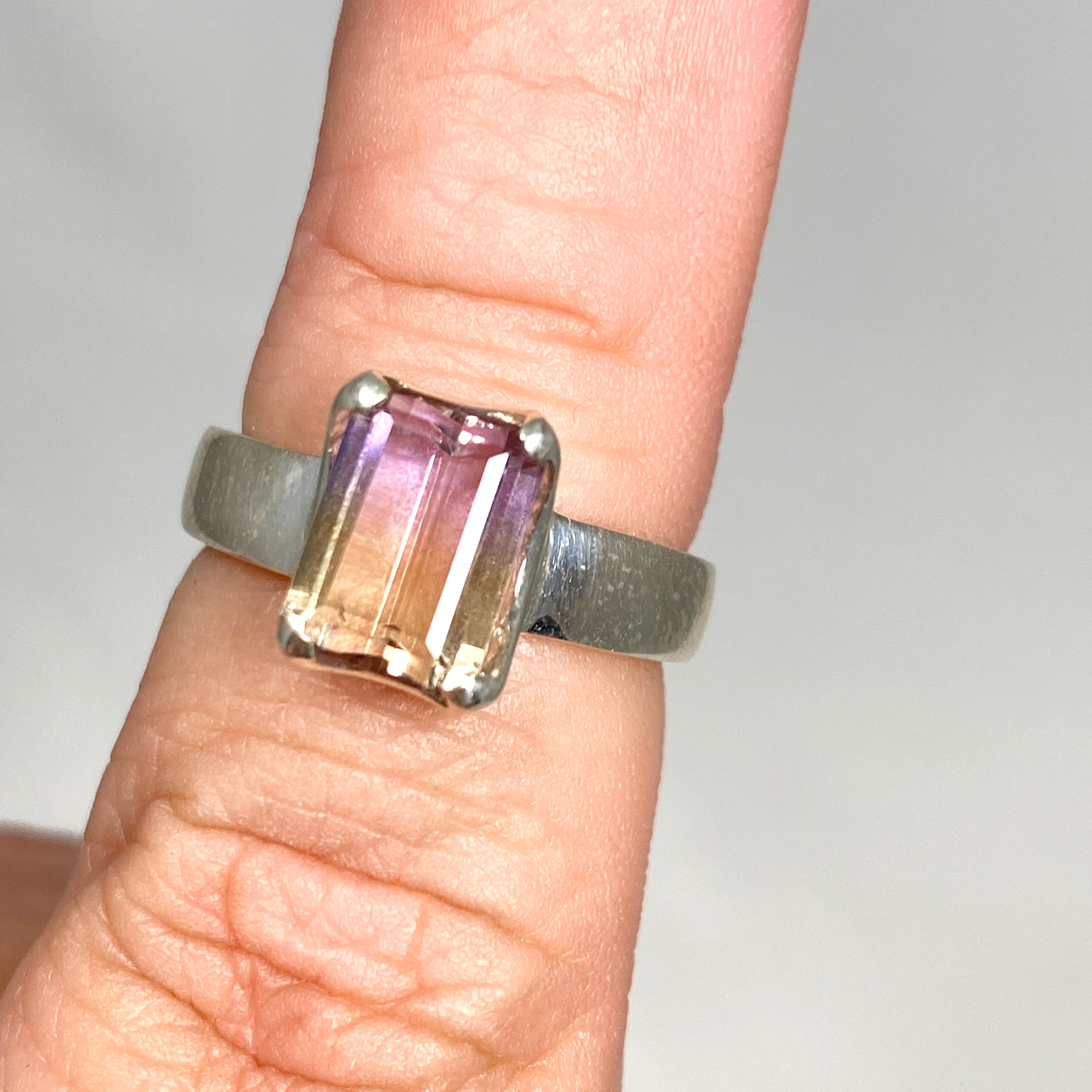 Stunning Ametrine Emerald Cut Faceted Ring PRGJ489 - Elegant Jewelry for Weddings, Anniversaries & Special Occasions