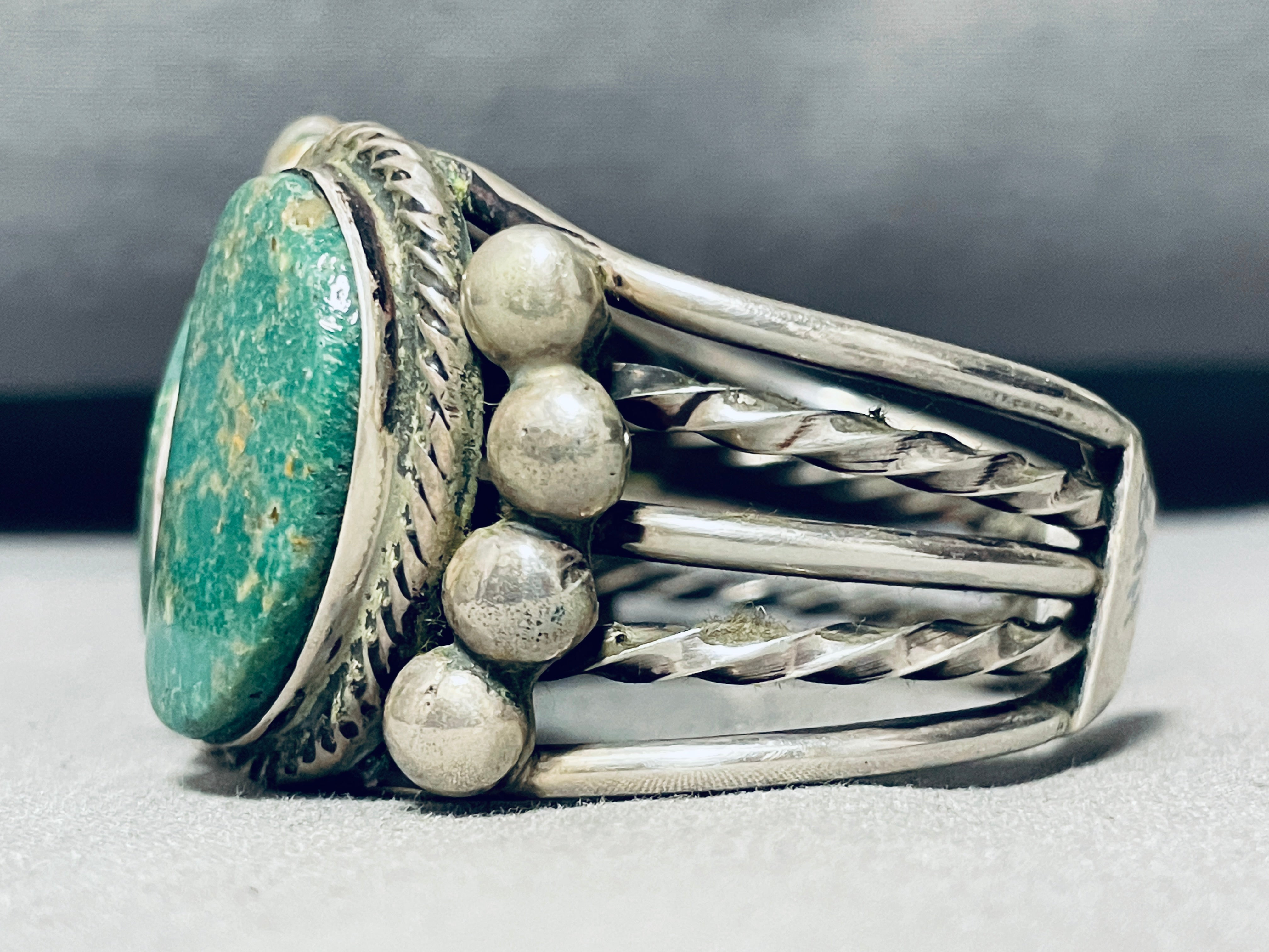 100 Gram Vintage Native American Navajo Green Turquoise Sterling Silver Bracelet - Handmade Southwest Jewelry for Women, Boho Chic Accessories - Perfect for Festivals, Weddings & Everyday Wear