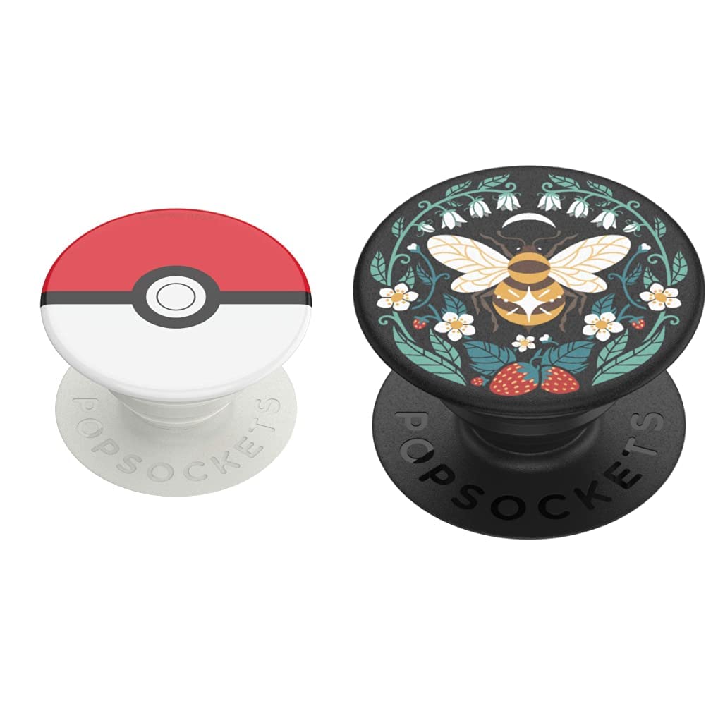 PopSockets PopGrip with Swappable Top for Phones & Tablets | Pokemon Pokeball Design | Phone Grip with Expanding Kickstand | Bee Boho Style | Perfect for Gaming, Travel & Everyday Use