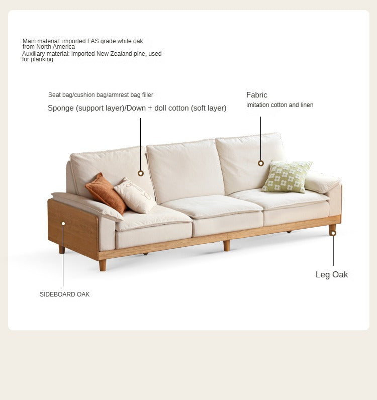 Solid Oak Wood Straight Sofa - Modern & Durable Hardwood Sofa for Living Room, Office, or Lounge - Perfect for Home Decor and Comfortable Seating