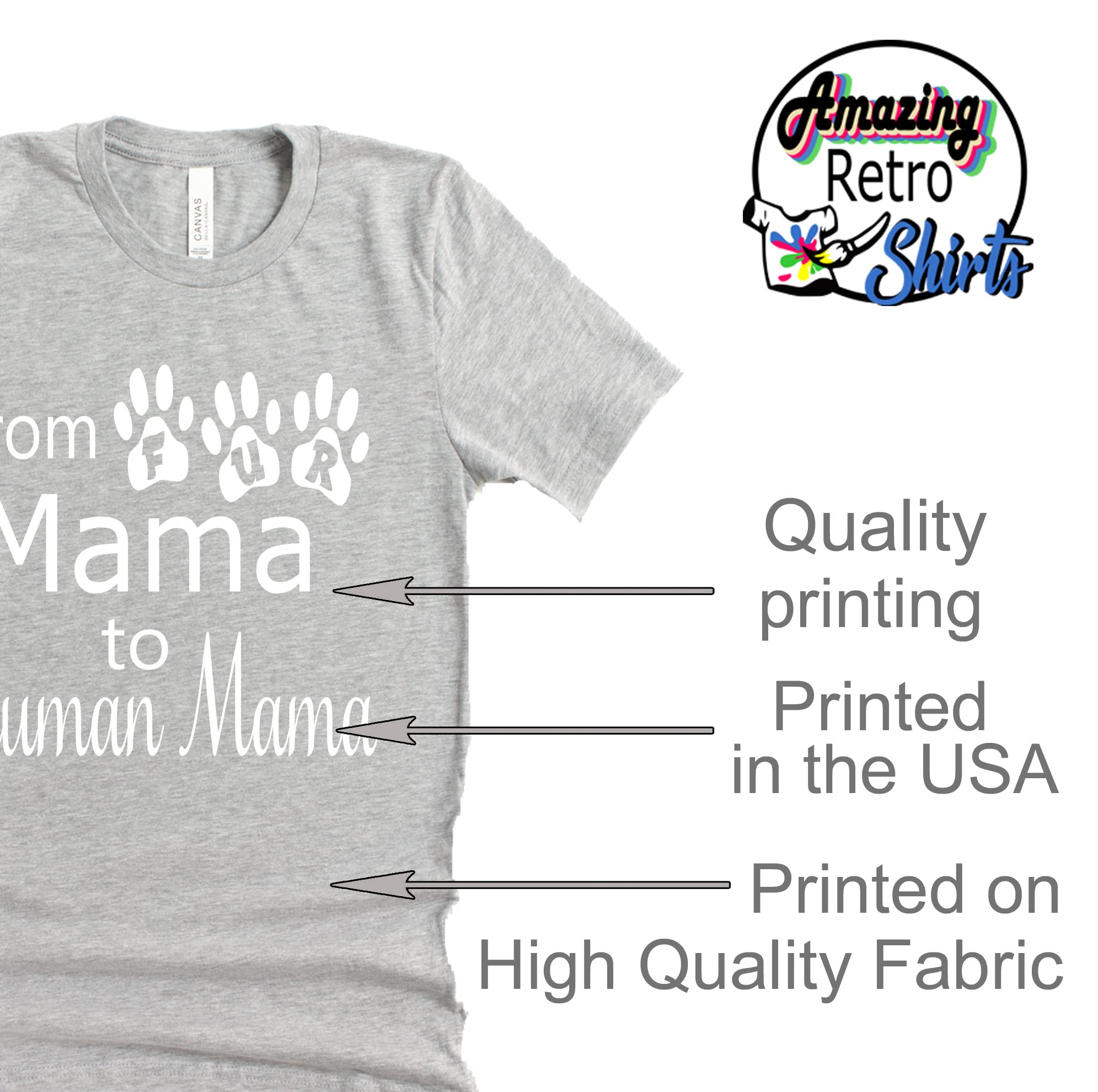 Vintage Retro Pregnancy Announcement T-Shirt - From Fur Mama to Human Mama - Perfect for Maternity Photos & Baby Reveal Parties