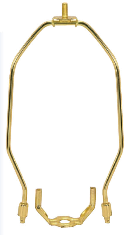 10H Polished Brass Heavy Duty Harp Fitter for Lamp Shades - Durable Lighting Hardware for Table Lamps, Floor Lamps & Chandeliers