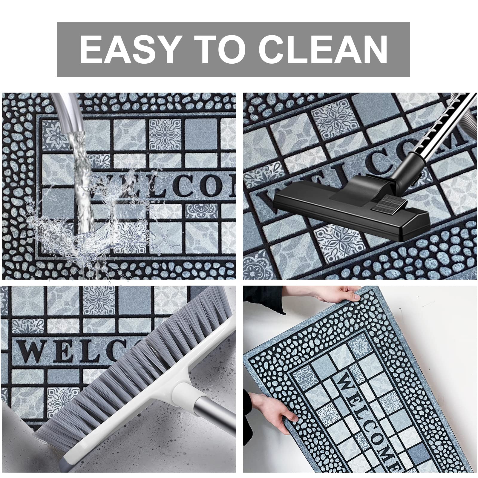 ANDSTAR 18x30 Inch Non-Slip Welcome Doormat - Heavy Duty Rubber Back Indoor Outdoor Entryway Rug for Home, Garage, Patio - Perfect for Muddy Shoes, Wet Weather & High Traffic Areas (2 Pack)