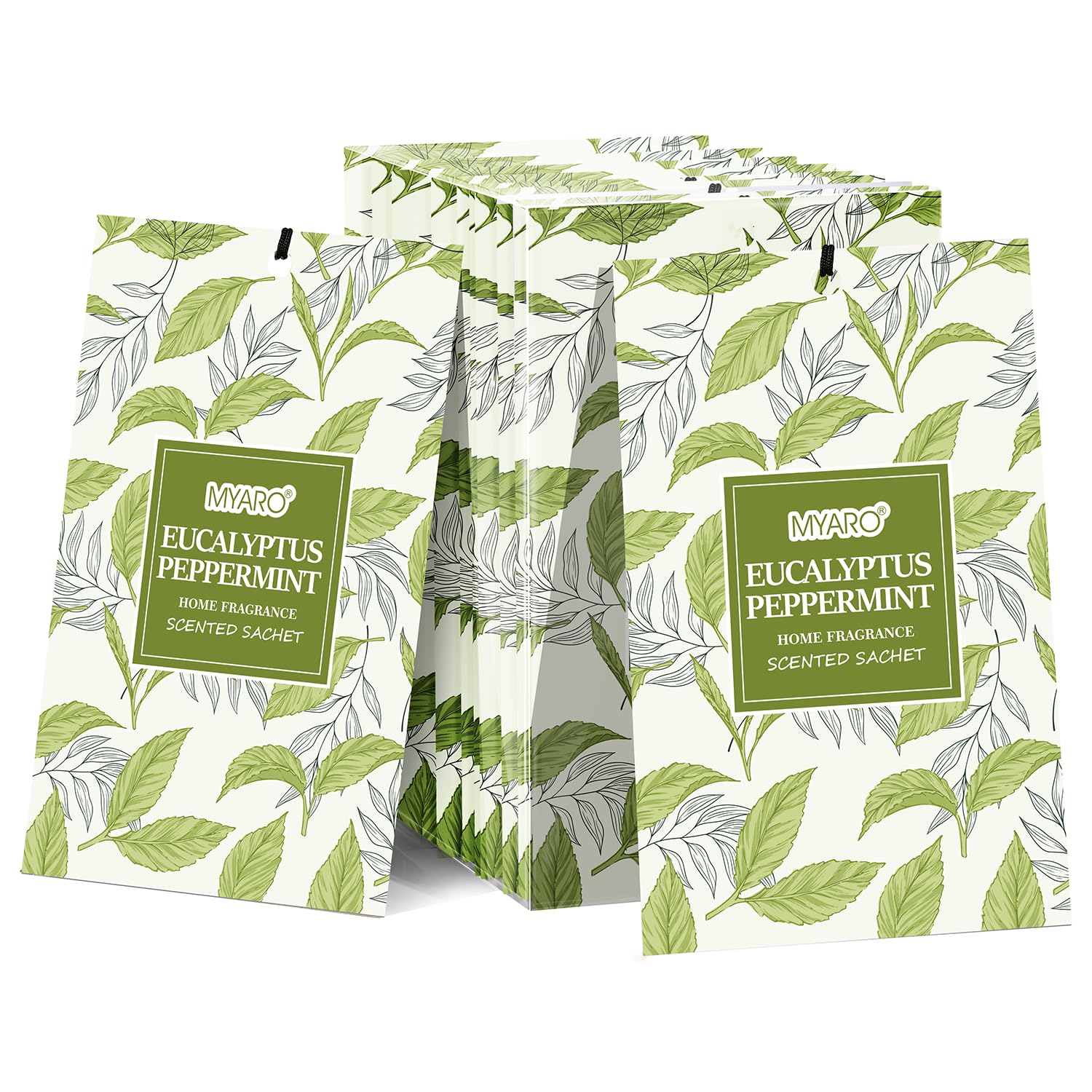 MYARO Eucalyptus Scented Sachets - 12 Pack Long Lasting Drawer & Closet Freshener Bags, Natural Home Fragrance for Wardrobe, Dresser, Car, Luggage & Gift Giving - Aromatherapy Hanging Potpourri Sachets for Fresh Laundry & Cozy Spaces