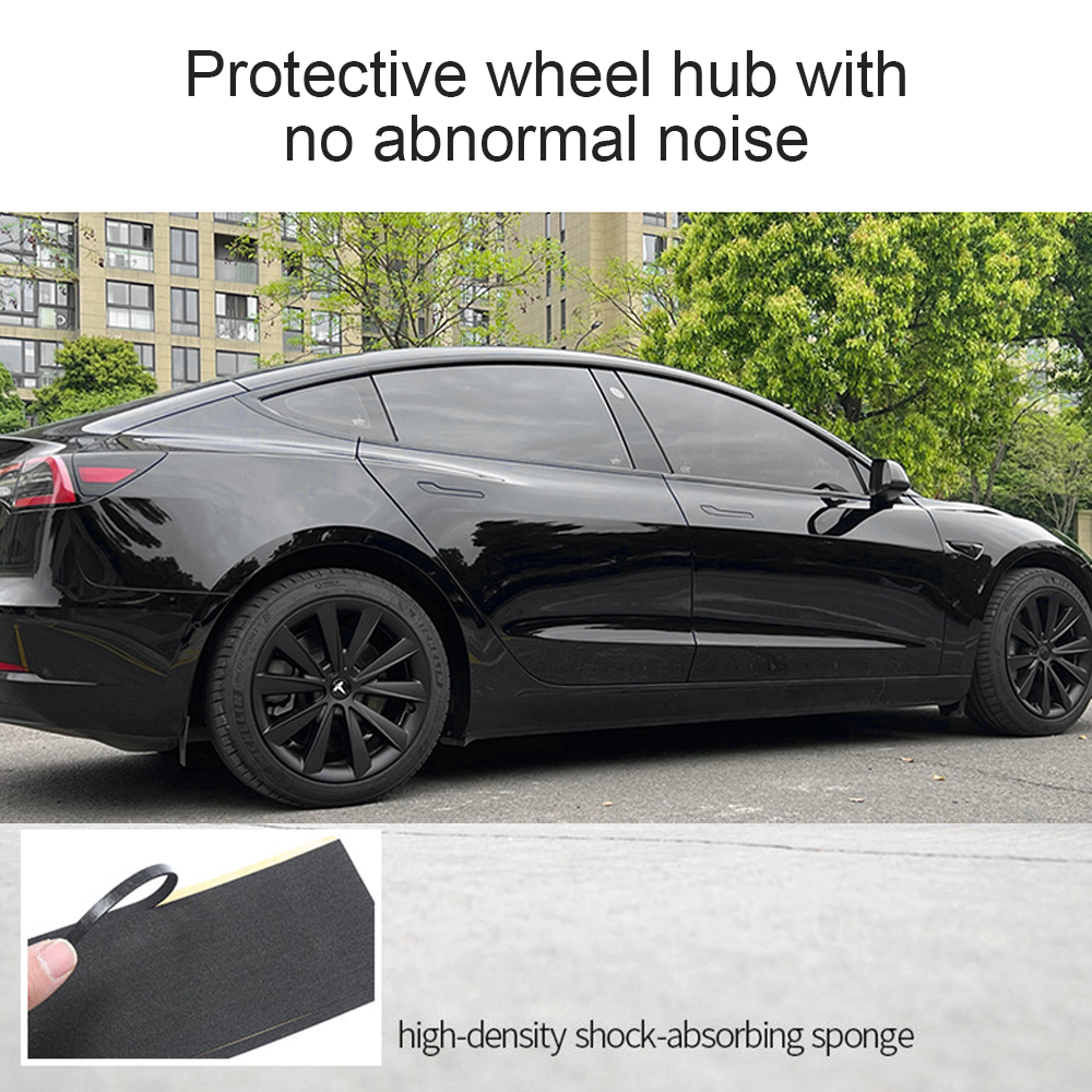 EVBASE Tesla Model 3 18 Inch Aero Wheel Covers - Matte Black Hubcaps Replacement (4PCS) for 2017-2023 Models | Enhance Style & Protect Wheels for Daily Driving & Road Trips