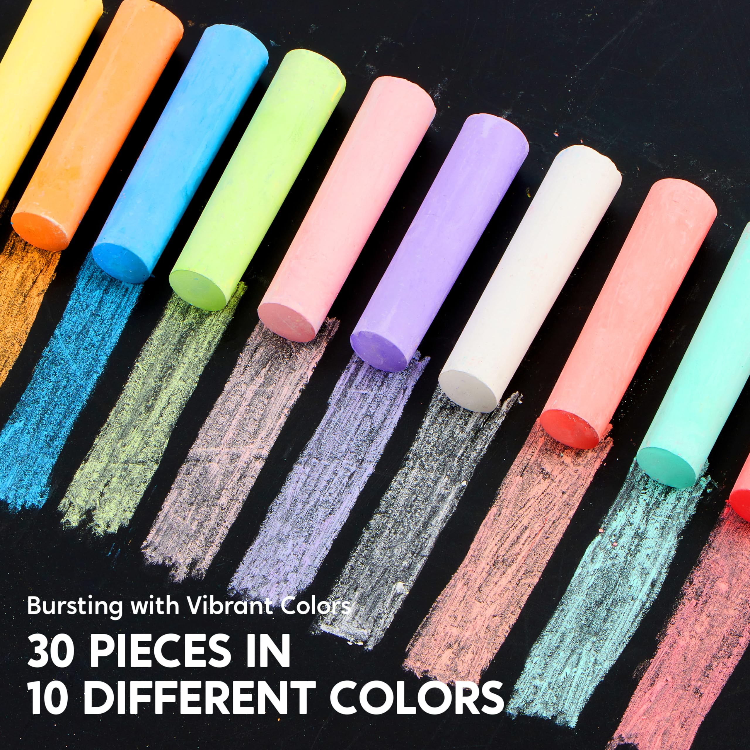JOYIN 30-Piece Non-Toxic Jumbo Sidewalk Chalk Set - 10 Vibrant Colors, Washable Outdoor Chalk for Toddlers & Kids Ages 1-3 - Perfect for School, Classroom, Birthday Gifts & Creative Play on Driveways & Sidewalks