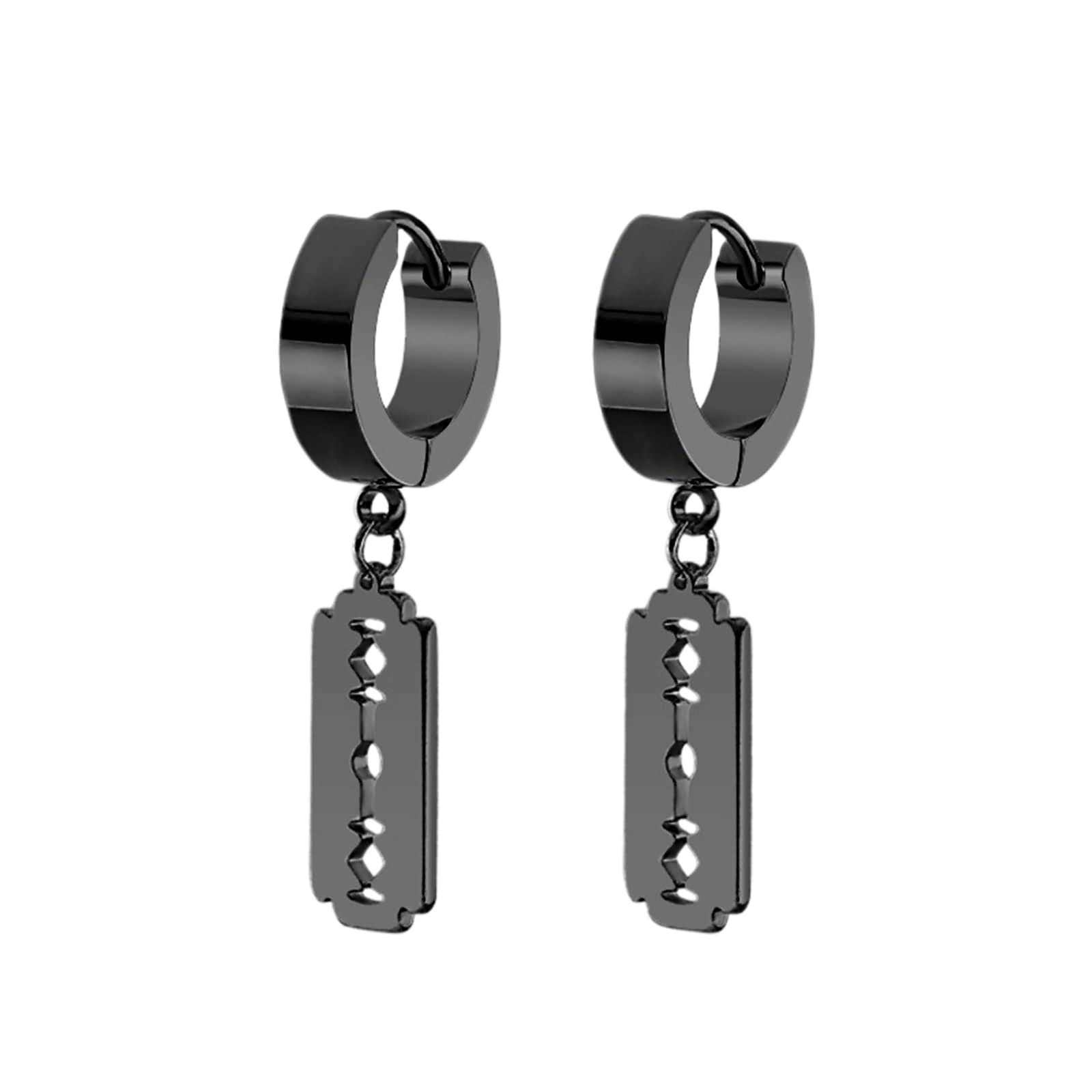 Lieson Stainless Steel Dangle Earrings for Women - Hypoallergenic Geometric Drop Earrings in Silver, Black & Gold (1 Pair) | Perfect for Parties, Weddings & Everyday Wear