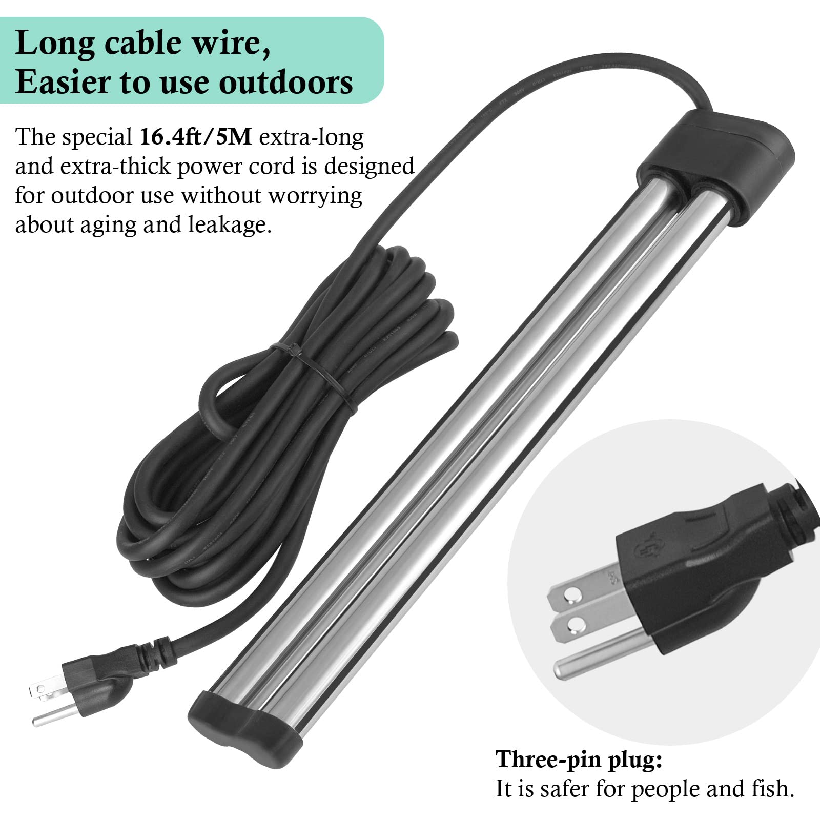 HITOP 300W 600W Floating Pond Heater with Long Cable - Deicer for Small Ponds & Aquariums | Winter Protection for Outdoor Water Features