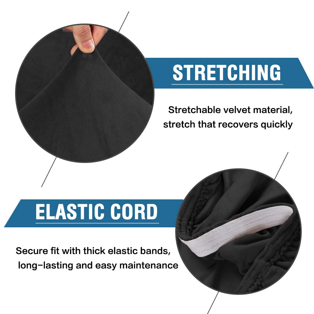 Stretch Velvet Dining Chair Covers - Set of 6, Washable for Home & Restaurant Use