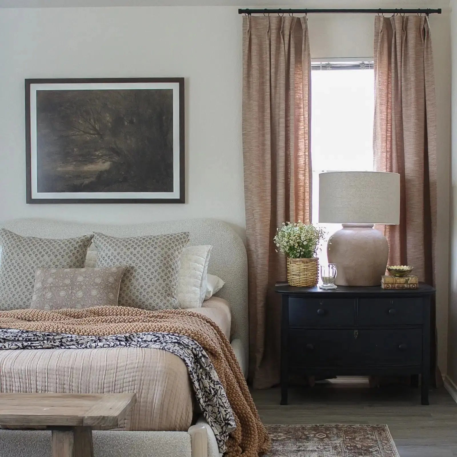 Premium Cotton Blend Pleated Curtains for Living Room & Bedroom - Elegant Drapery Panels with Thermal Insulation & Blackout - Perfect for Home Decor, Privacy & Light Control