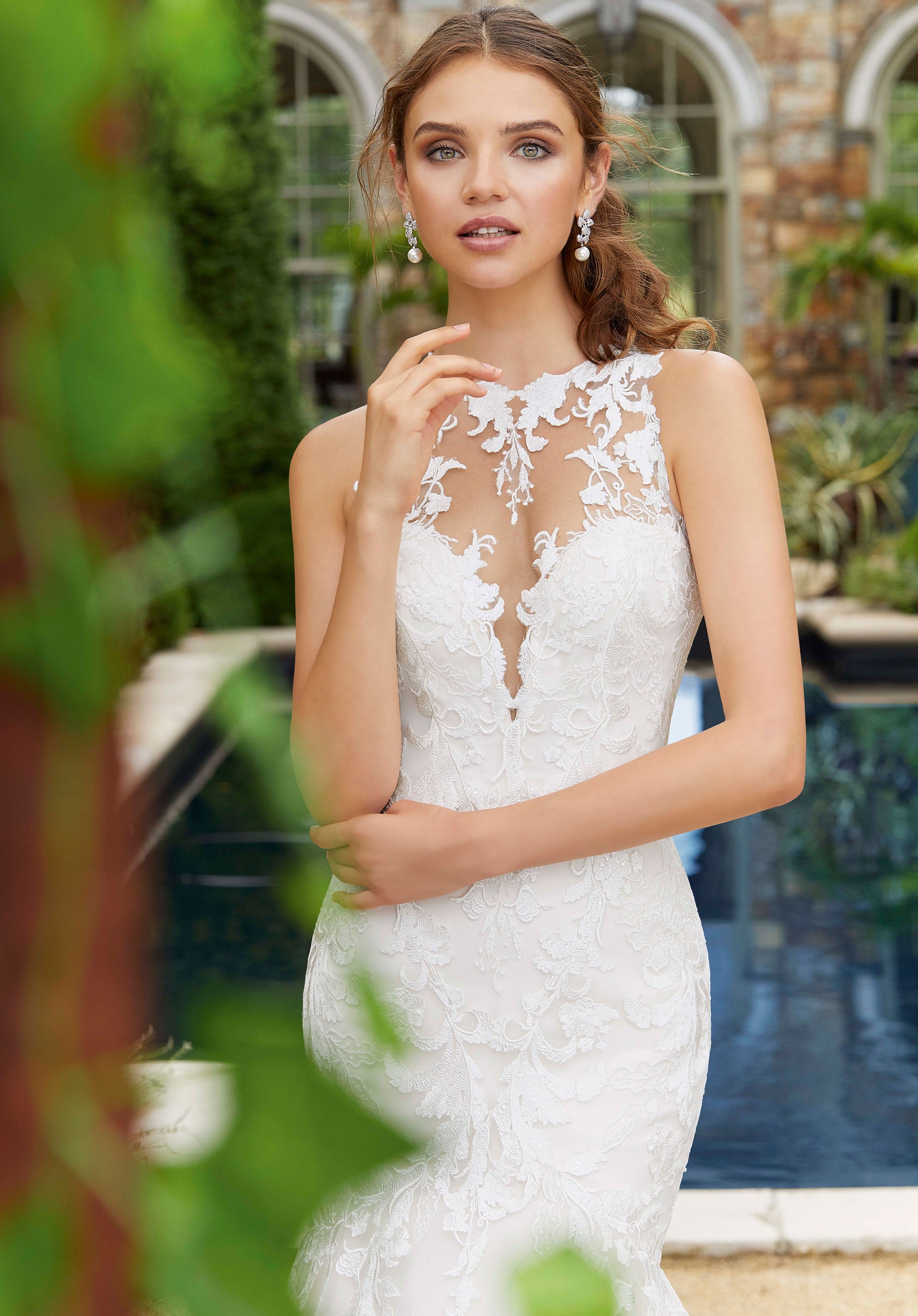 Morilee Peony 5713 Wedding Dress - Elegant A-Line Ball Gown with Floral Lace Appliques for Brides, Prom, and Formal Occasions