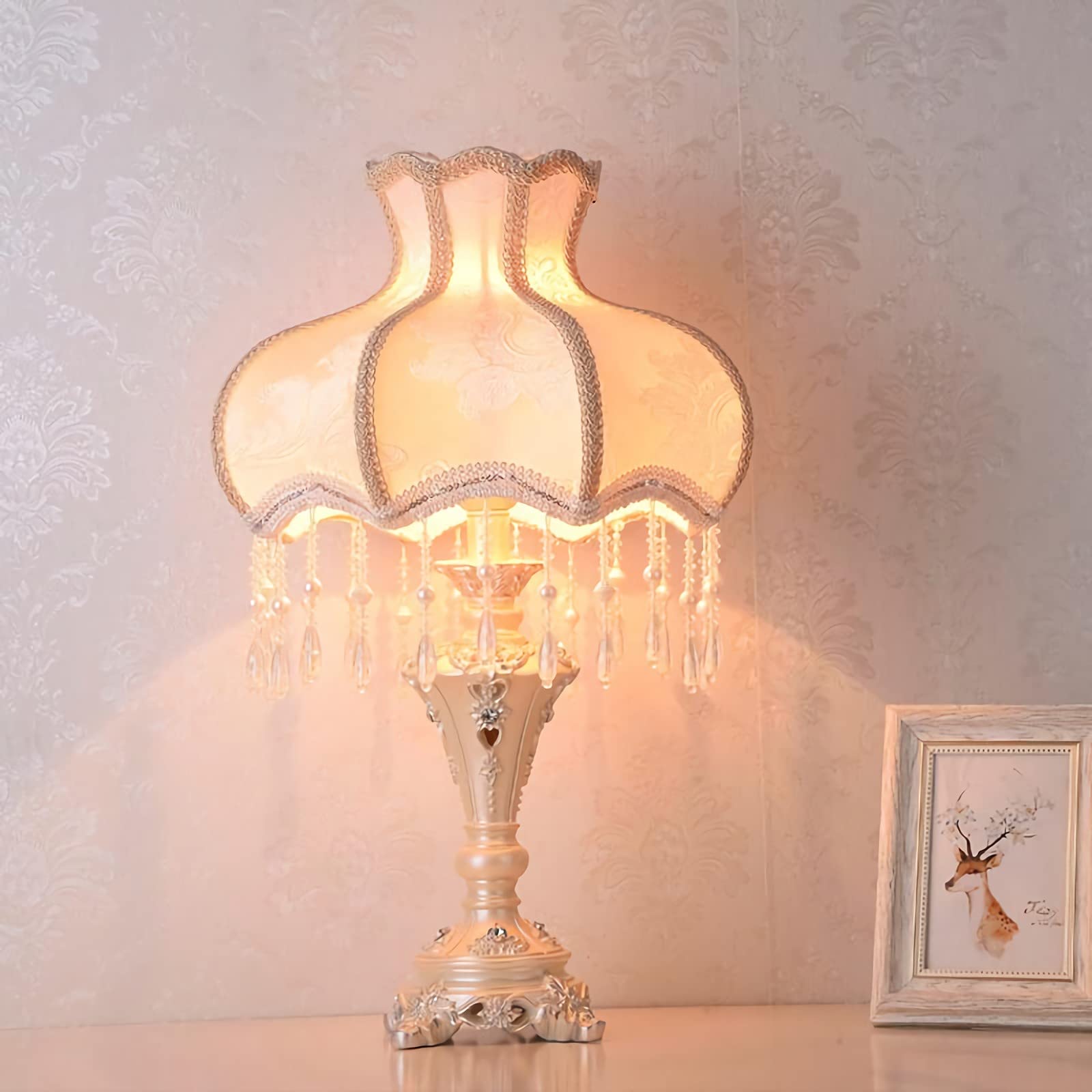 Vintage Art Deco Cottage Table Lamp - Mid-Century Resin Desk Light 13W x 22H - E26 110V Bulb - Perfect for Living Room, Bedroom, Office & Coffee Bar - Antique Craft Gift for Parents, Friends & Lovers