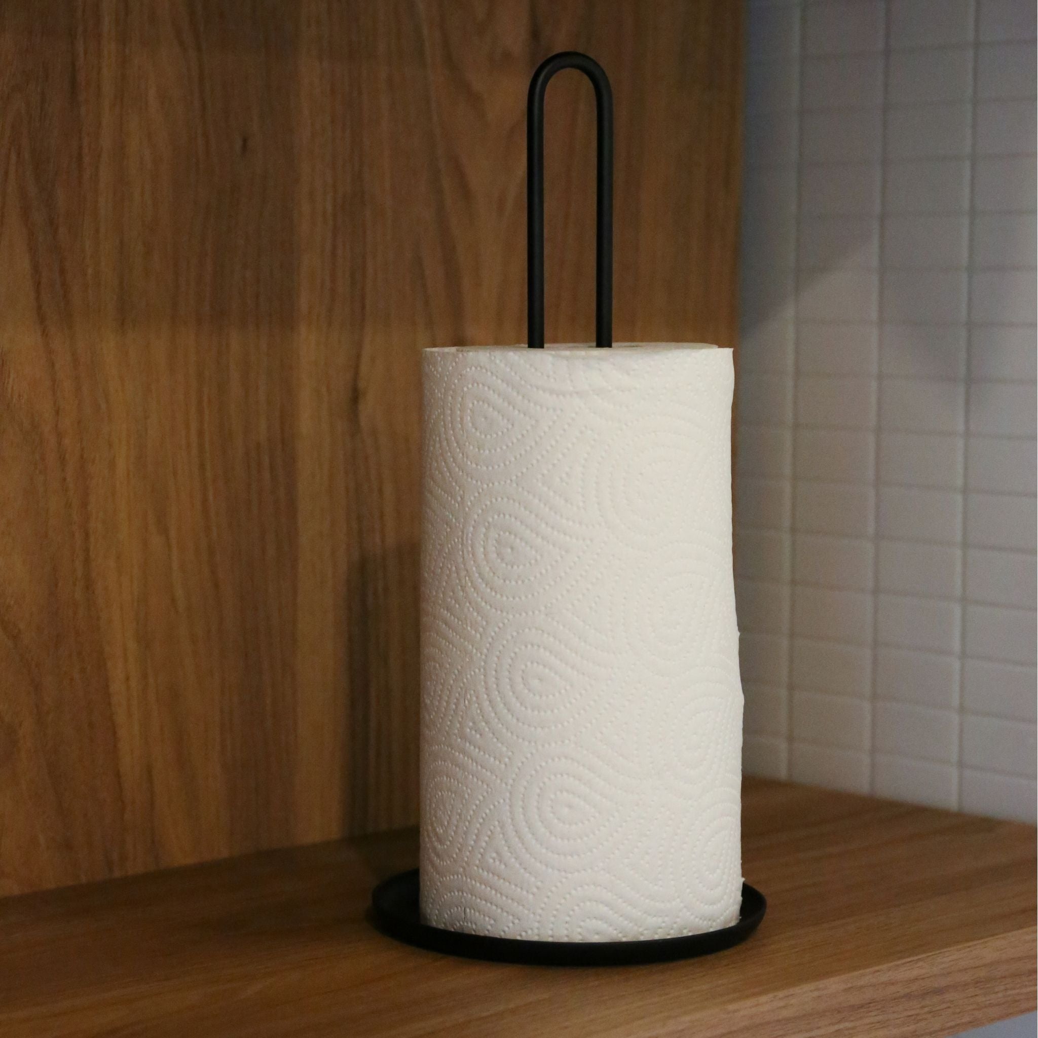 ZONE DENMARK Stainless Steel Kitchen Roll Holder - Black Paper Towel Holder for Countertop, Under Cabinet - Durable & Stylish for Home, Office, Restaurant Use