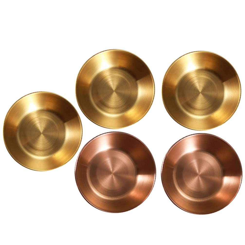 5Pcs Stainless Steel Dipping Sauce Bowls - Mini Soy Sauce Dishes for Sushi, Dumplings & Appetizers | Condiment Bowls for Home, Kitchen & Restaurant Use | Durable & Rust-Proof Vinegar & Seasoning Plates