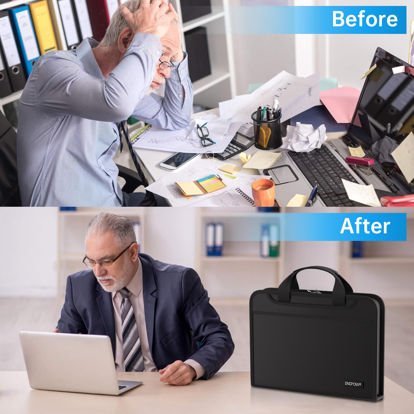 ENGPOW Fireproof Expanding File Folder - 13 Pockets Accordion Organizer with Handle & Labels | Portable Document Storage for Home, Office & Travel | Perfect for A4 Files, Letters & Important Documents
