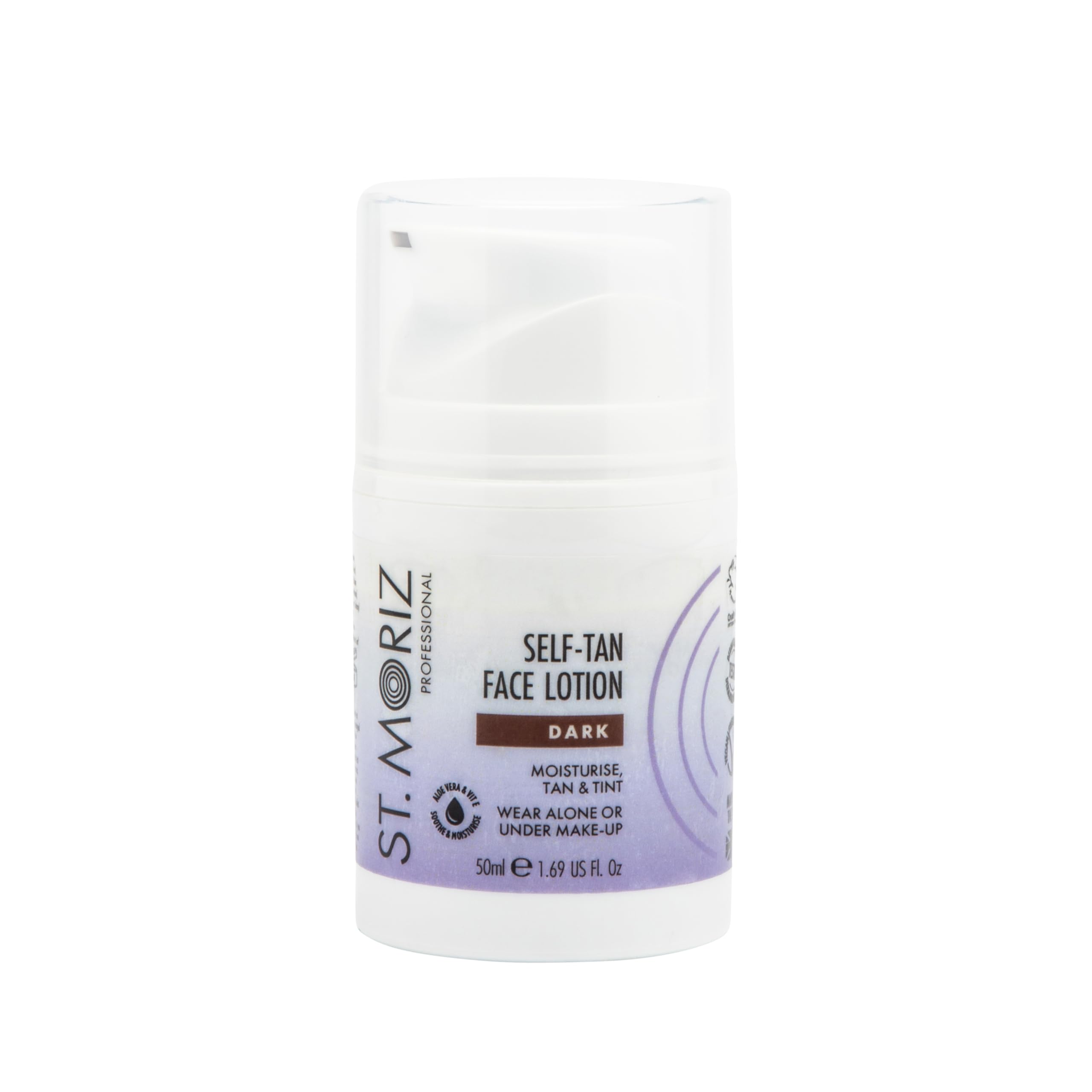 St Moriz Professional Dark Self Tan Face Lotion with Aloe Vera & Vitamin E - Gradual Natural Glow, Vegan Fake Tan for Face | Wear Alone or Under Makeup, No Wash Off Required | 50ml | Perfect for Sunless Tanning, Special Occasions & Everyday Natural Look