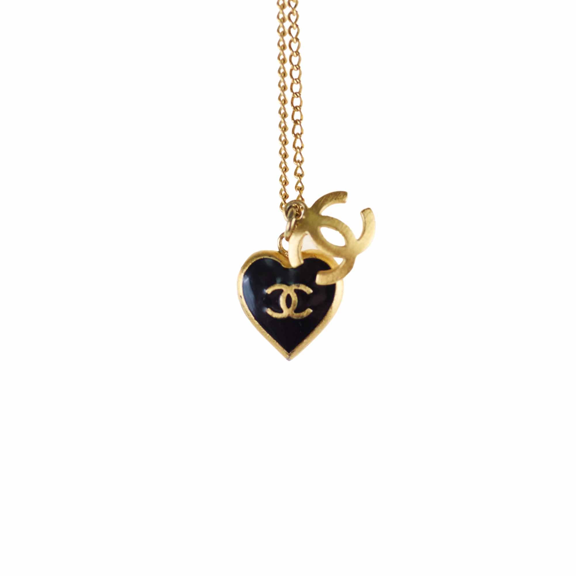 Chanel CC Heart Enamel Gold Tone Necklace - Luxury Fashion Jewelry for Women, Perfect Gift for Valentine's Day, Anniversary & Special Occasions
