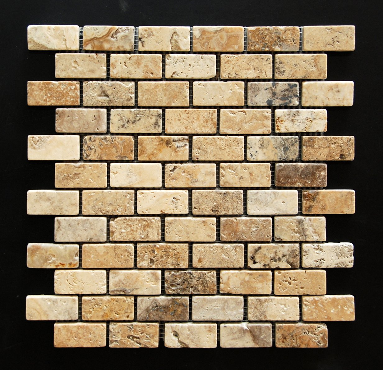 Philadelphia 1 X 2 Tumbled Travertine Brick Mosaic Tile - Box of 5 sq. ft. | Natural Stone Wall & Floor Tile for Bathroom, Kitchen Backsplash, Fireplace & Outdoor Decor