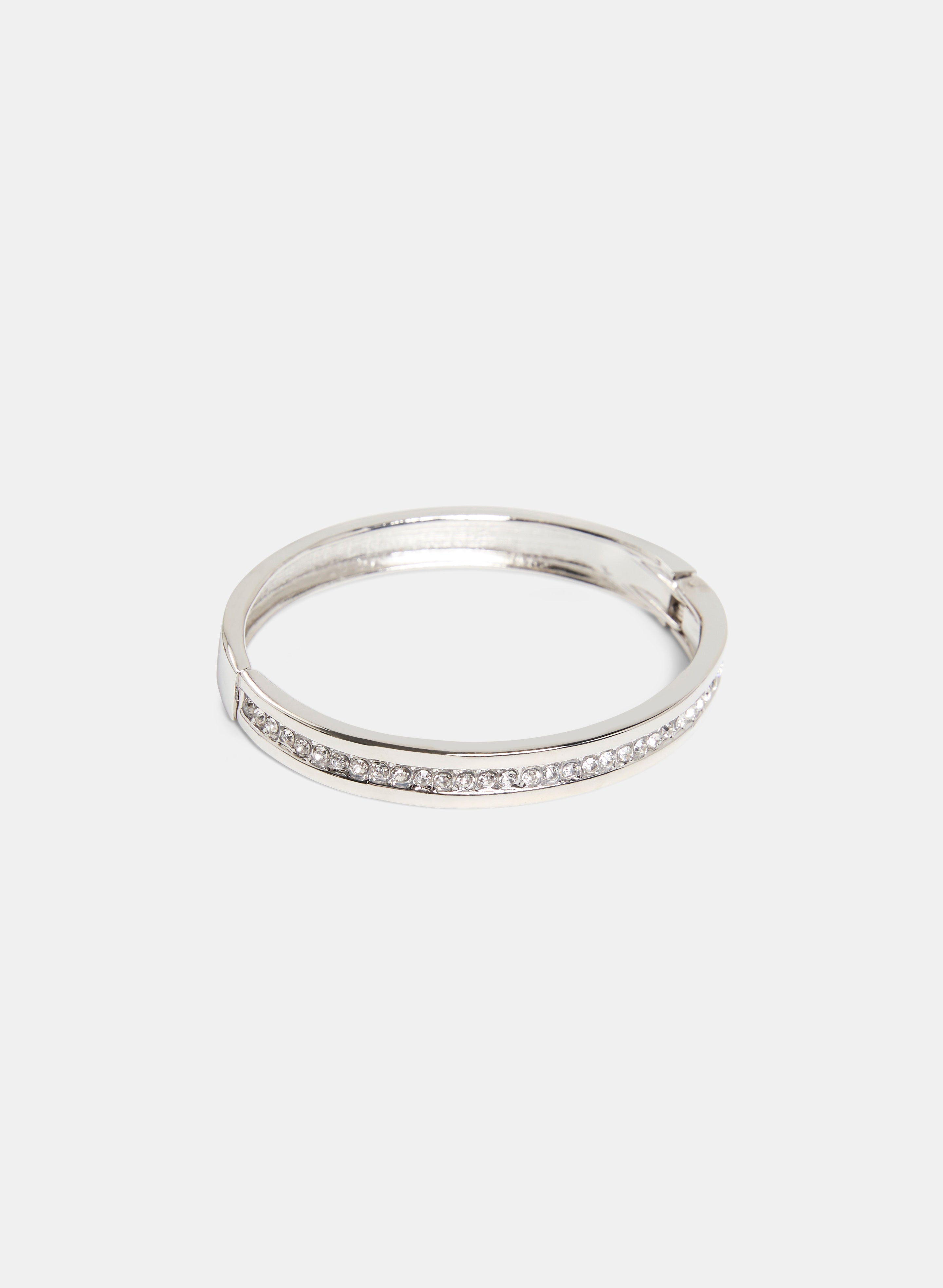 Elegant Crystal Inset Bangle Bracelet for Women - Fashion Jewelry Gift for Parties, Weddings & Special Occasions