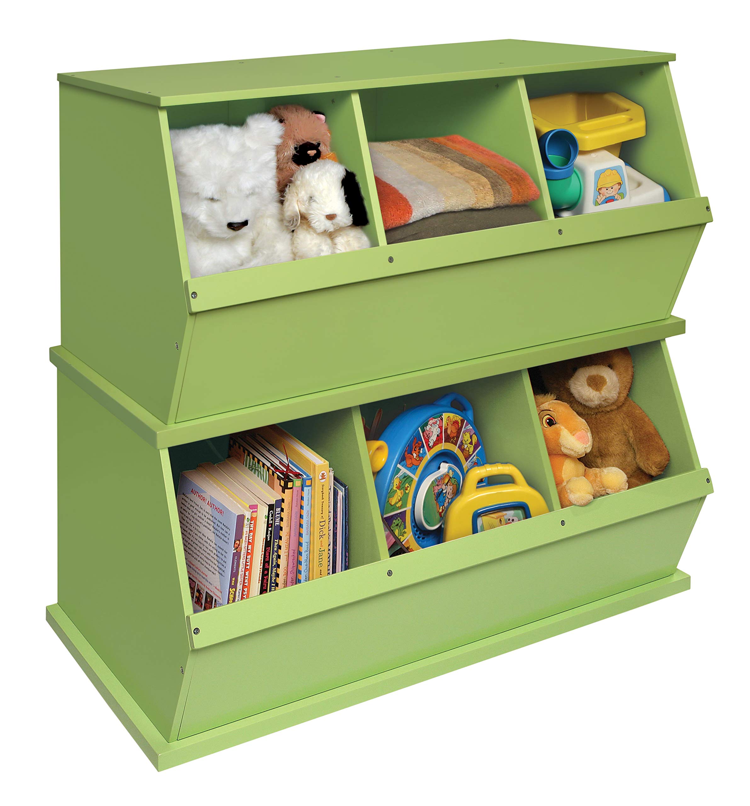 Badger Basket 3-Bin Stackable Toy Storage Organizer with Sage Finish - Perfect for Kids' Room, Playroom & Nursery Organization