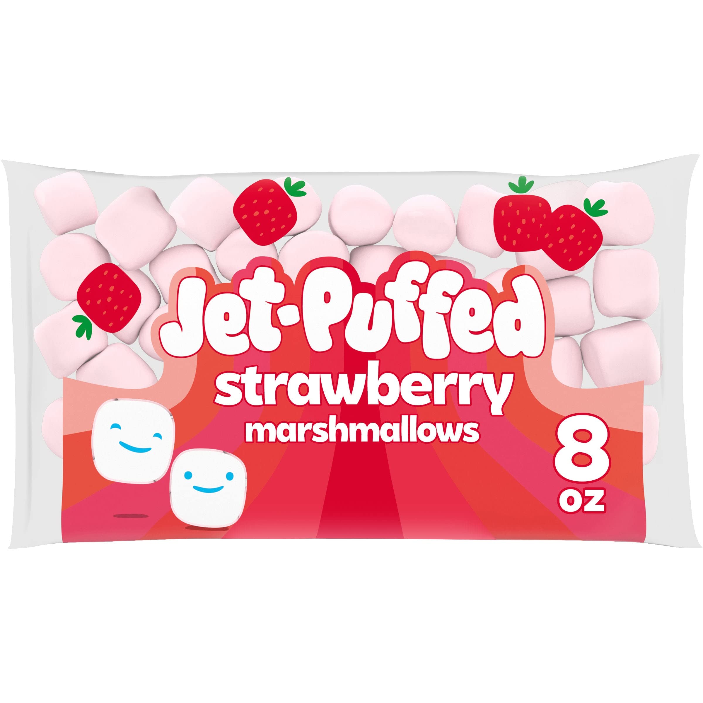 Kraft Jet Puffed Strawberry Marshmallows 8 Oz - Delicious Fluffy Marshmallow Candy for Baking, Hot Cocoa & Campfire S'mores