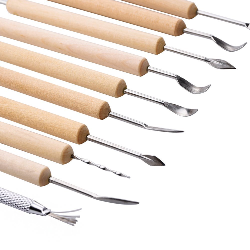 11-Piece Wooden Handle DIY Sculpting Knife Set - Clay Pottery Carving Tools for Modeling, Wood Sculpting & Art Projects - Perfect for Ceramics, Polymer Clay & Woodworking Crafts