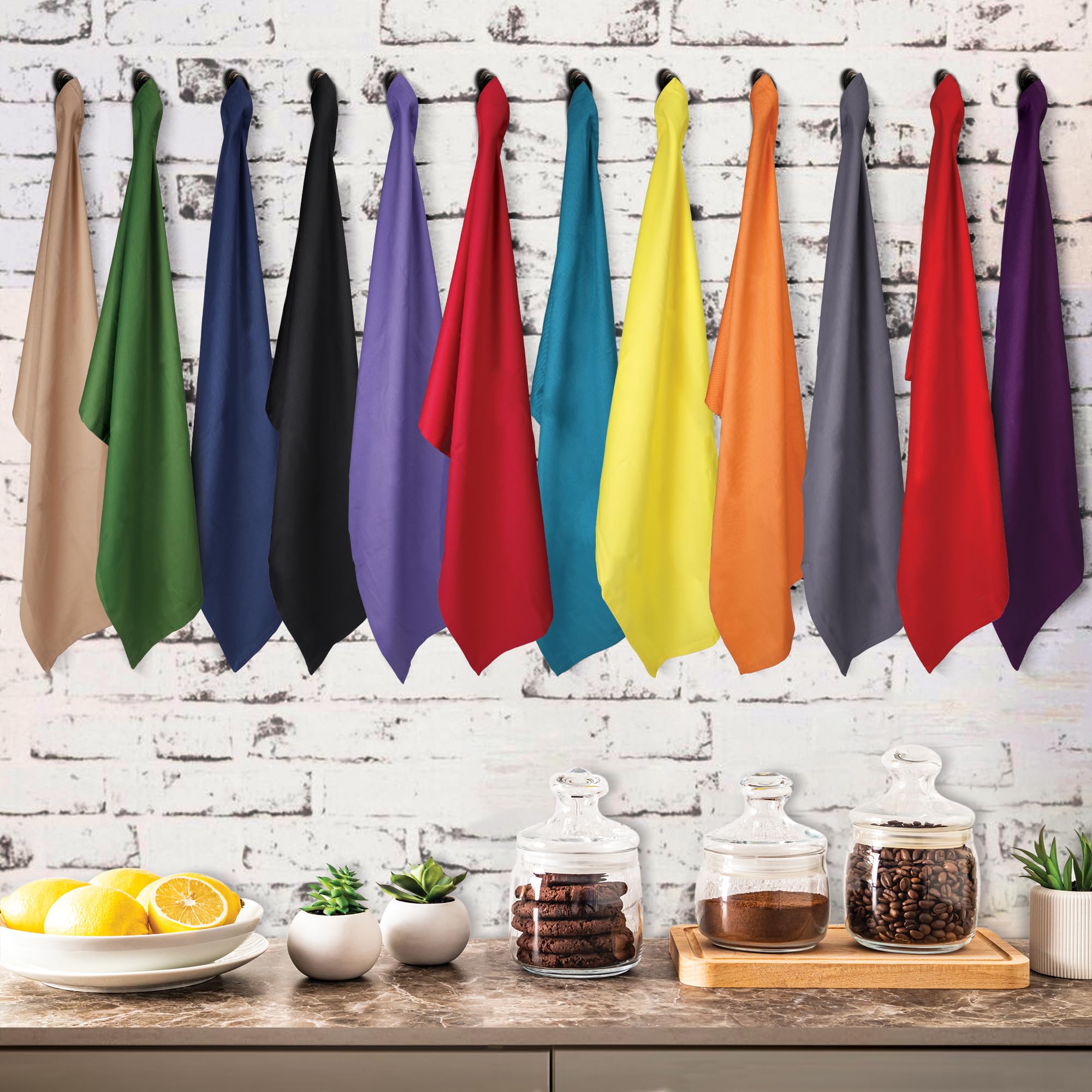 Premium 100% Cotton Kitchen Towels Set of 12 - Ultra Soft & Highly Absorbent 20x30 Inch Solid Color Dish Towels for Cooking, Baking & Cleaning | Urban Villa