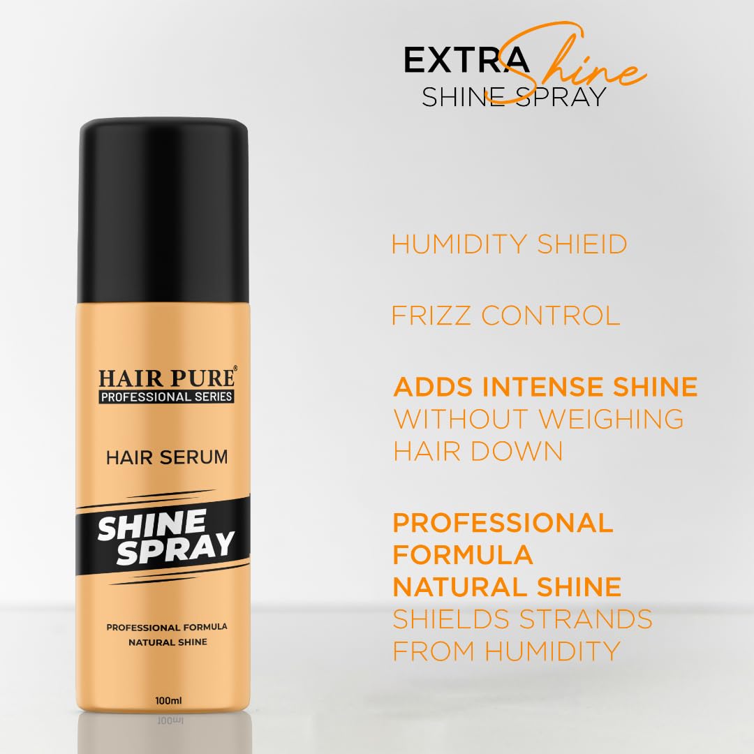 Hair Pure Shine Hair Spray 100ml - Long Lasting Hold, No Flake, Natural Shine | Non-Sticky, Easy Wash Off | Quick Styling & Setting Spray for All Hair Types | Perfect for Daily Use, Parties & Special Occasions