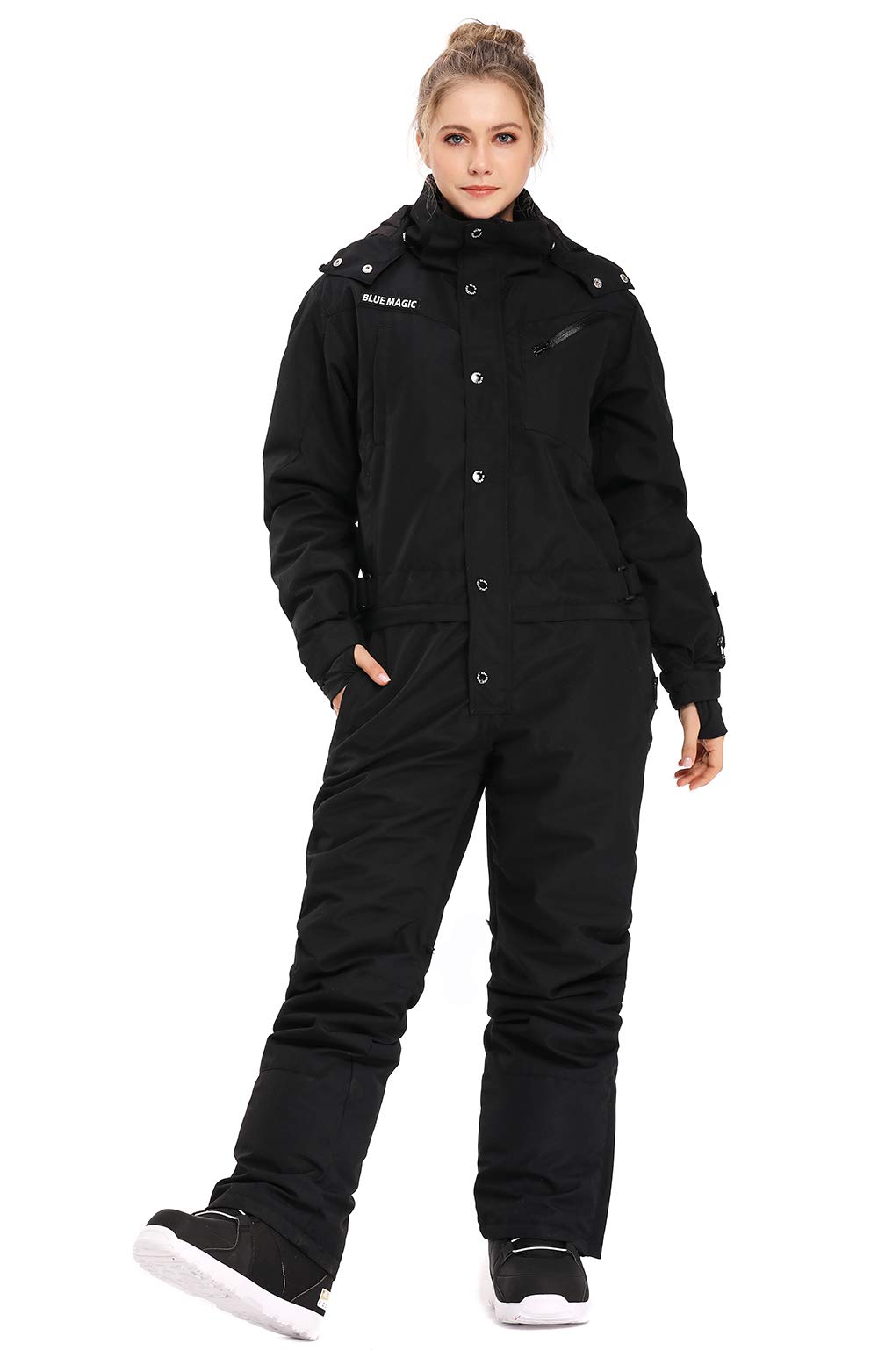 Bluemagic Women's Waterproof Snowsuit One-Piece Ski Suit - Winter Snowboarding Jumpsuit with Hood for Skiing, Snowboarding & Outdoor Activities