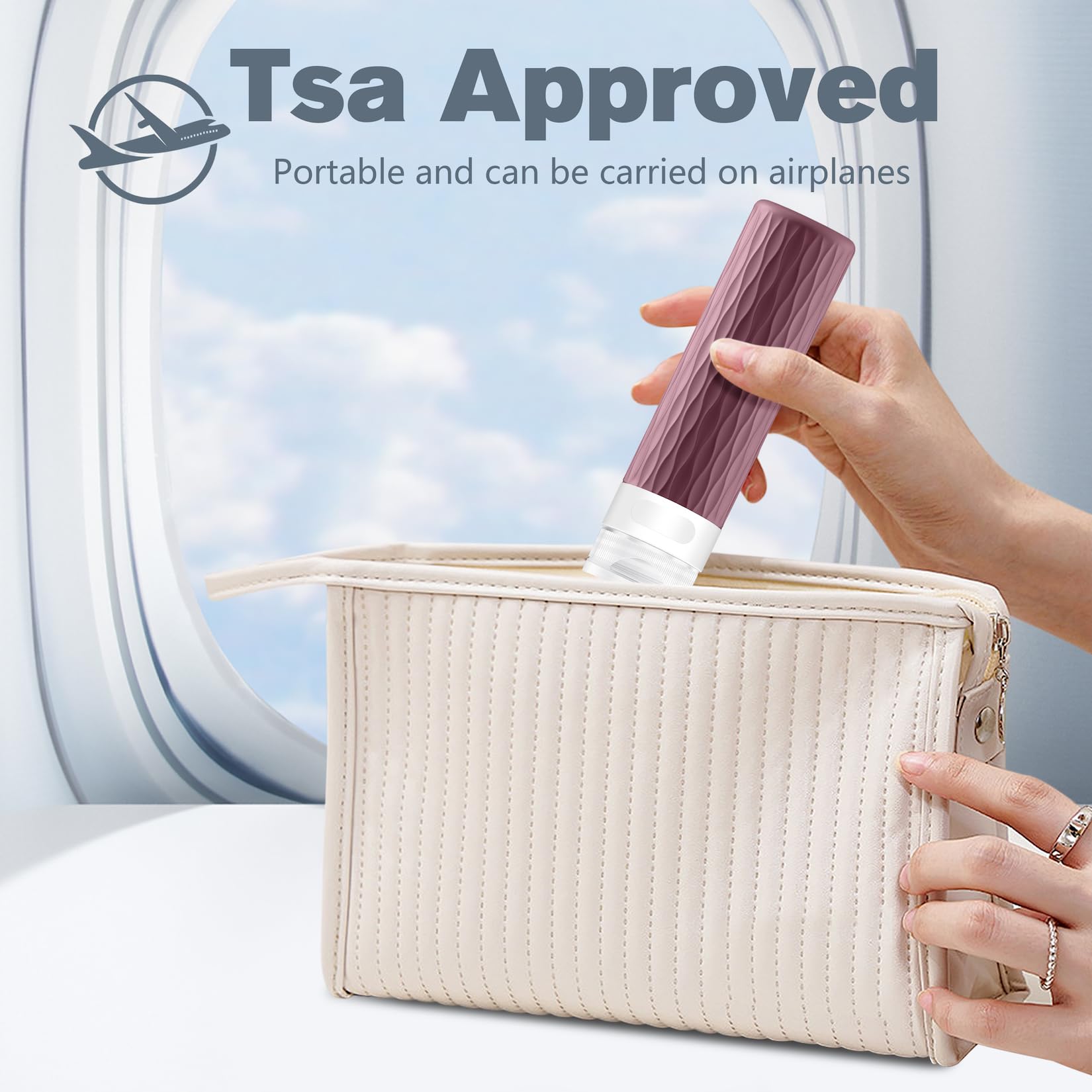 TSA Approved 3.4oz Travel Bottles for Toiletries - Leak Proof Silicone Refillable Containers (4 Pack) | BPA Free Shampoo & Conditioner Travel Essentials Kit for Airplane, Gym, Camping & Vacation