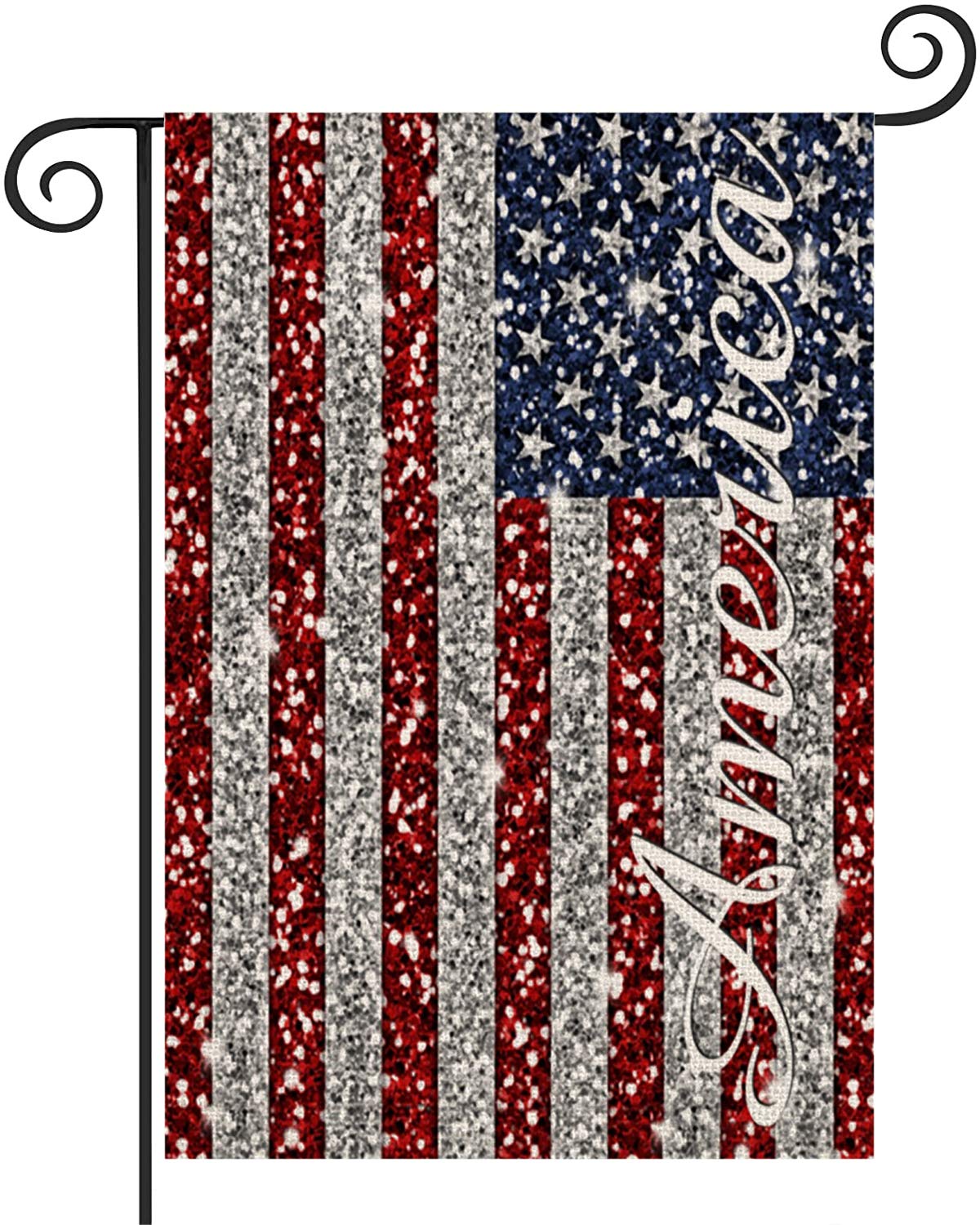 Vintage American Flag 12.5x18 Inch Double Sided Burlap Patriotic USA Garden Flag - Rustic Farmhouse Outdoor Decor for Yard, Patio, Lawn | Perfect for 4th of July, Memorial Day & Patriotic Home Decoration