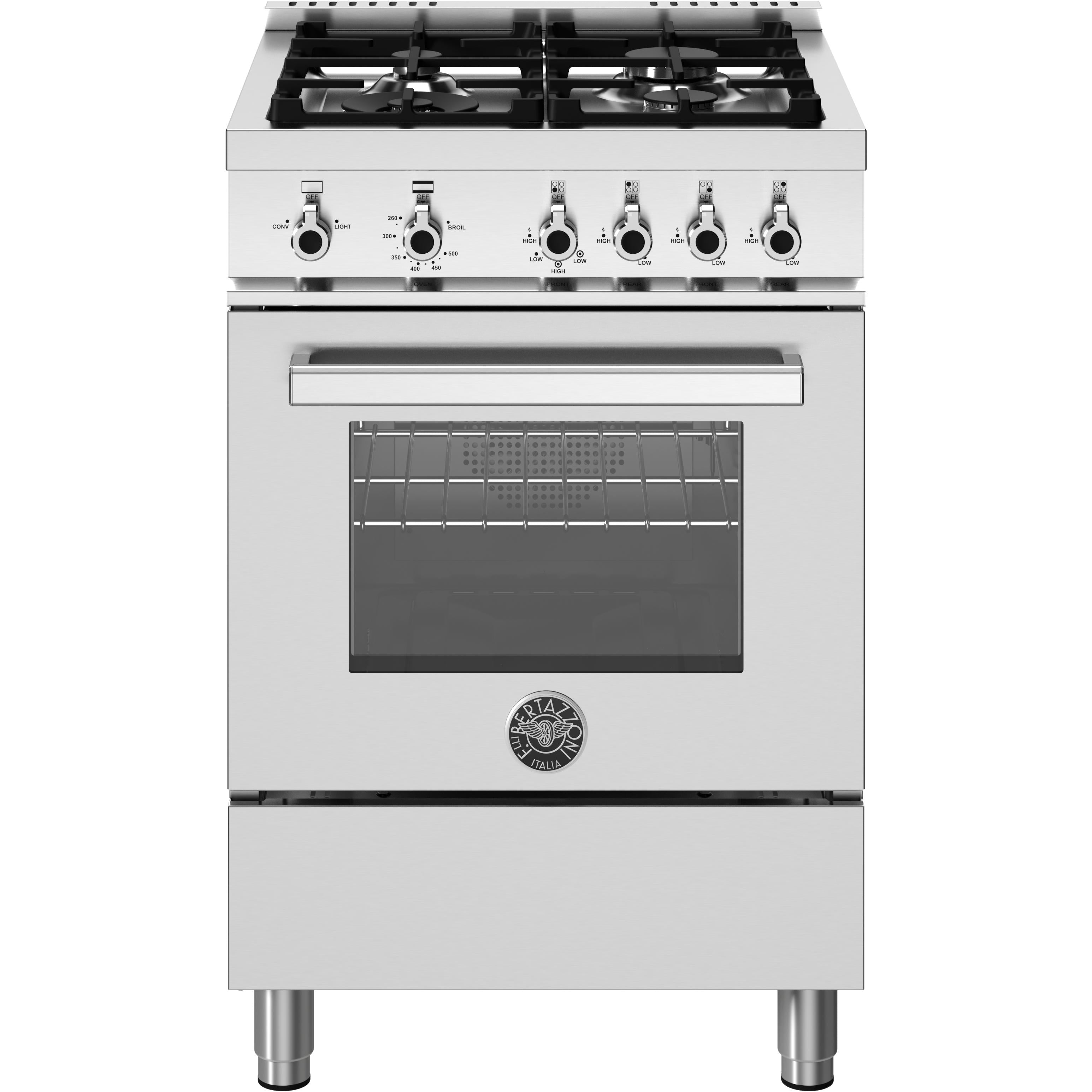 Bertazzoni PRO244GASXVLP 24-Inch Freestanding Gas Range - Professional Style with 4 Sealed Burners & Convection Oven - Perfect for Home Chefs & Modern Kitchens