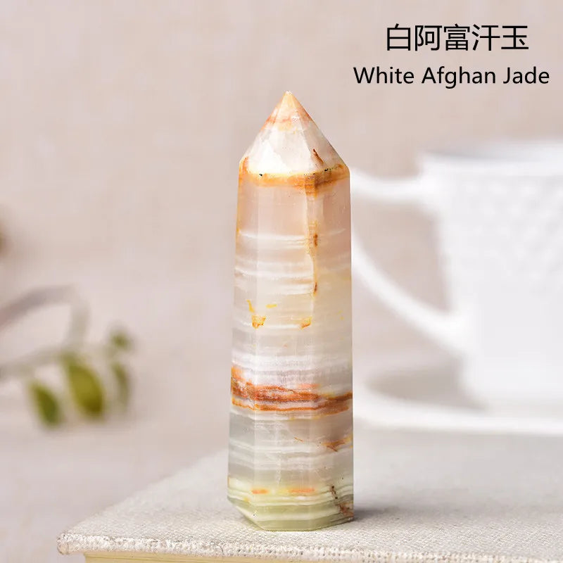 Natural Green Moss Agate Crystal Point - 60-70mm Transparent Quartz Stone for Home Decor, Feng Shui, Jewelry Making & Healing Meditation (1PC)