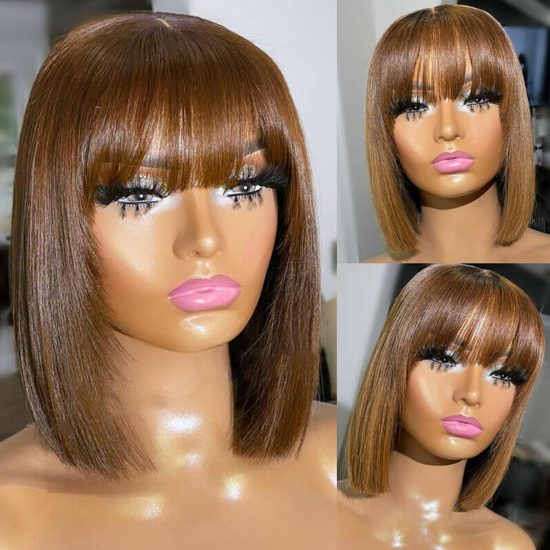 Buy 2 Human Hair Wigs for $169 - Layered Cut Straight 4x4 Lace Wig + Free Colored Straight 4x4 Bob Wig | Perfect for Daily Wear, Cosplay & Special Occasions