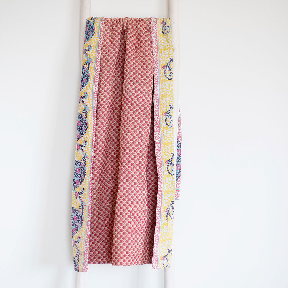 Unique Handmade Kantha Quilt KT7120 - Traditional Indian Patchwork Bedspread for Boho Home Decor & Cozy Bedroom