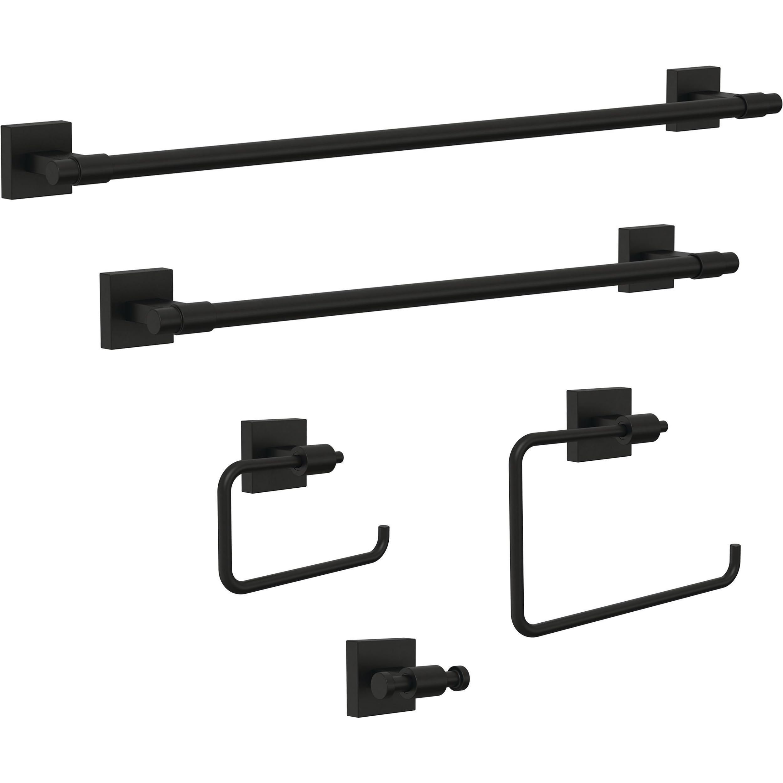 Franklin Brass Maxted 24-Inch Matte Black Towel Rack (1-Pack) - Wall Mounted Bathroom Towel Holder Bar with Heavy Duty Steel Construction - Perfect for Bathrooms, Spas, and Guest Rooms