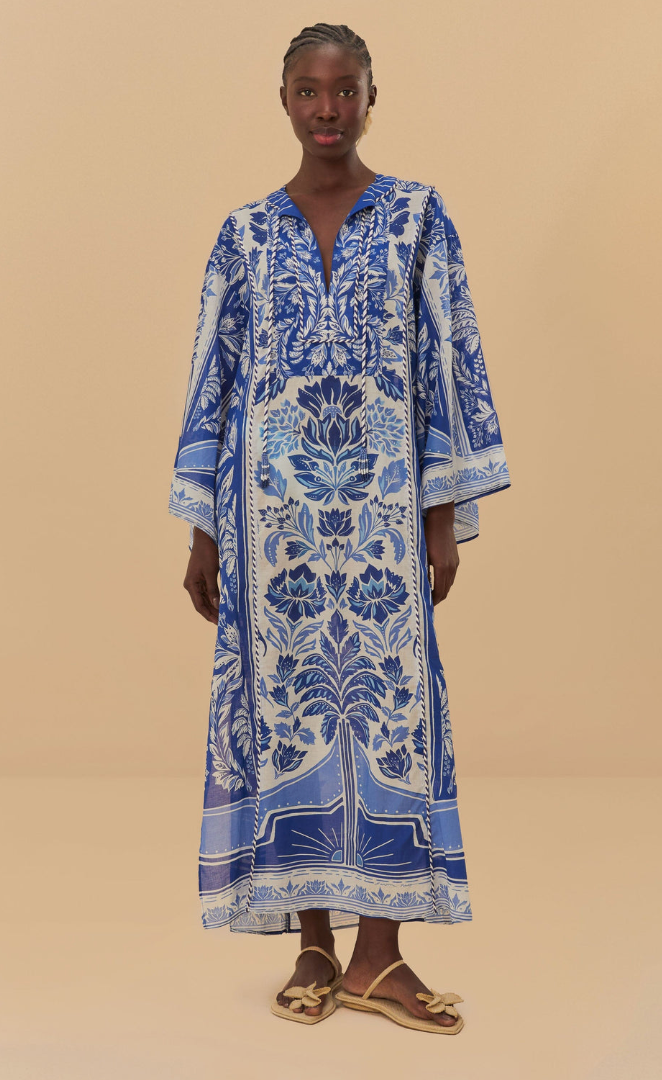 Farm Rio Delicate Tapestry Cover Up - Boho Beach Kimono for Women, Lightweight Summer Shawl & Swimwear Wrap - Perfect for Poolside, Vacation & Music Festivals
