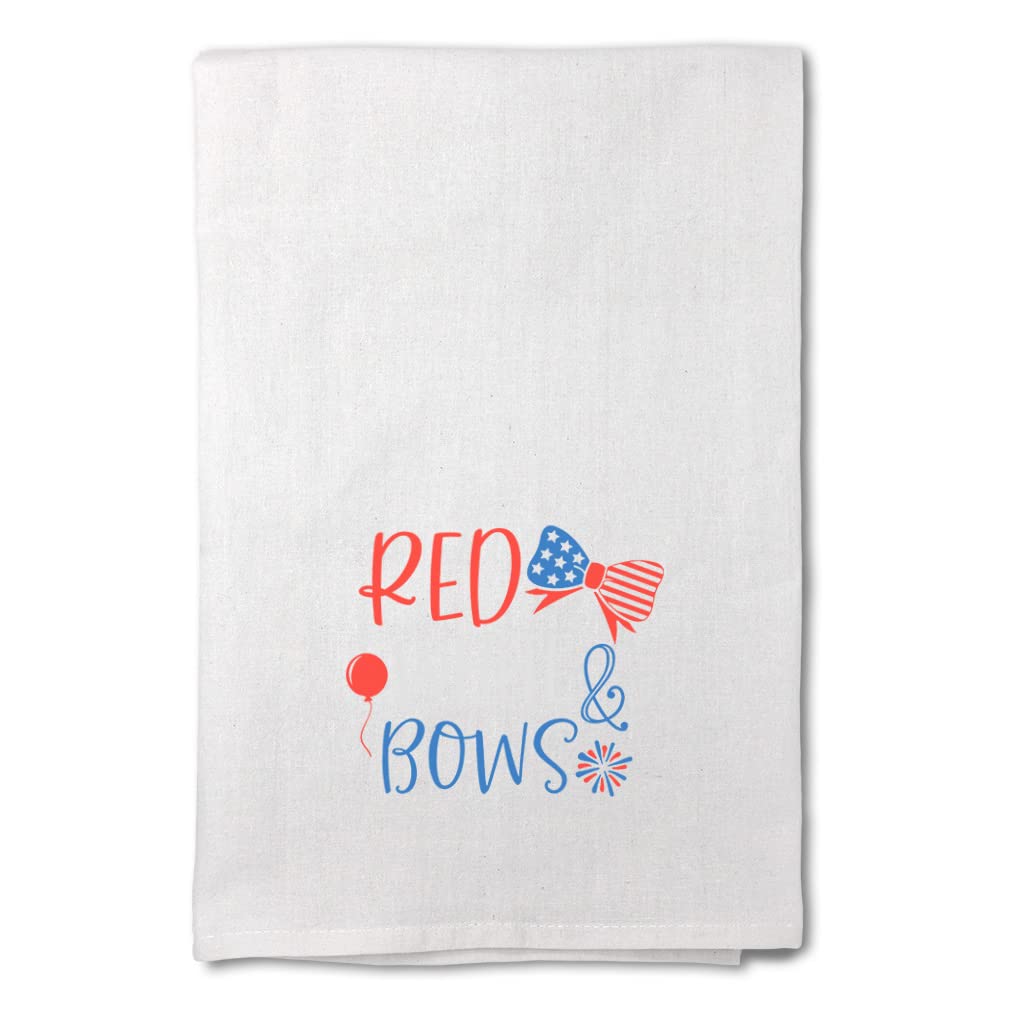 Red White & Blue Patriotic Kitchen Towels - 4th of July Decor, Mothers Day Gift, Dish Towels for Cooking & Cleaning - Fireworks Balloon Celebration Design for American Flag Themed Home Decor