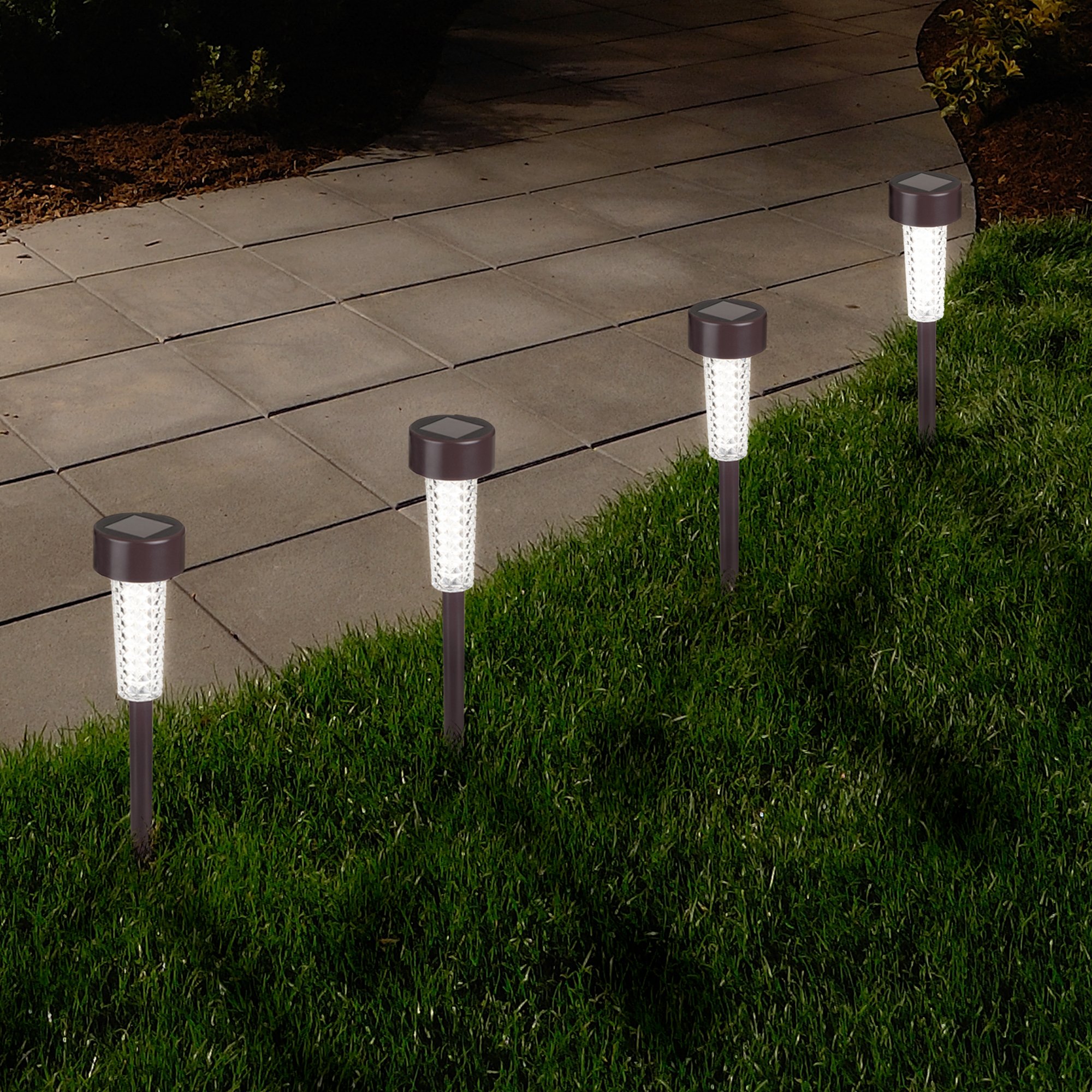 Pure Garden 50-175 Bronze Solar Powered Outdoor Lights (Set of 6) - Waterproof LED Landscape Lighting for Garden, Pathway, Patio, Yard, Driveway - 14.25” Height - Energy Efficient & Weather Resistant - Perfect for Evening Ambiance and Safety Lighting