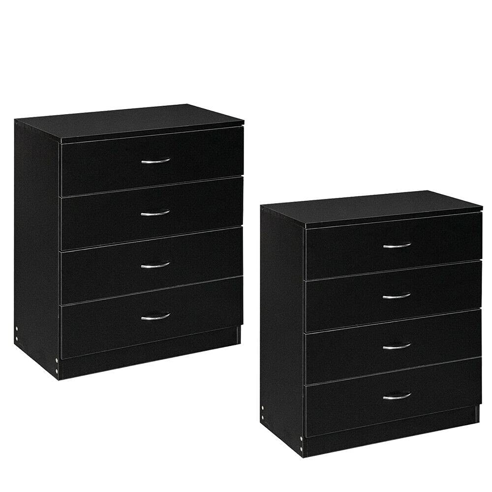 2-Pack Black 4-Drawer Chest Dresser for Bedroom - Spacious Clothes Storage Cabinet & Organizer | Perfect for Master Bedroom, Guest Room, or Dorm Furniture