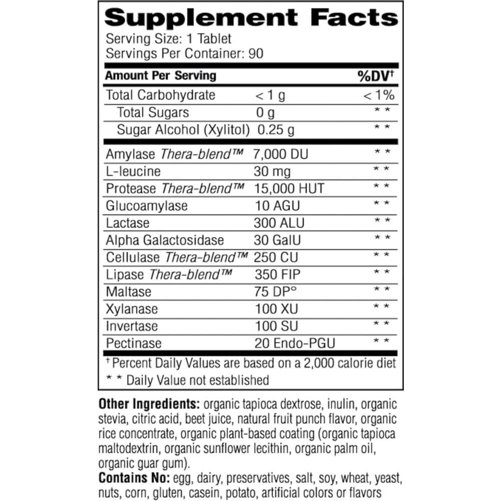 Enzymedica Kids Digest Chewable Fruit Punch 90 Chewables - Natural Digestive Enzymes for Kids - Supports Healthy Digestion & Nutrient Absorption - Perfect for Travel, School & After Meals