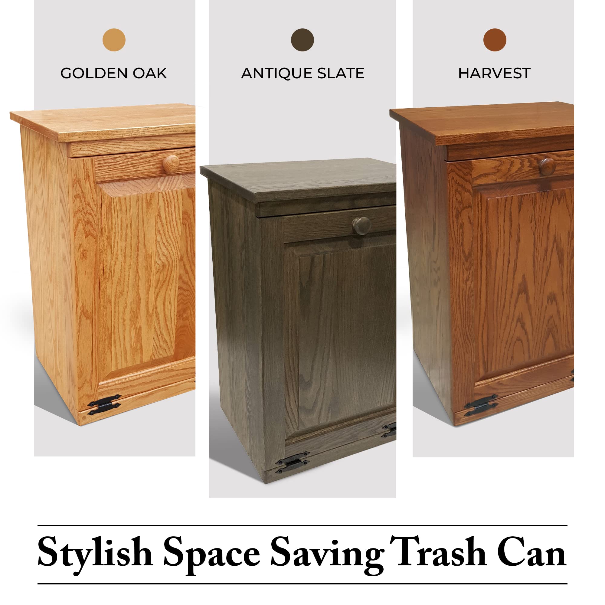 Amish Handcrafted Wooden Pull Out Trash Cabinet - Tilt Out Design, Golden Oak Finish for Kitchen, Bedroom, Patio & Laundry Room - Perfect for Waste Disposal & Home Organization