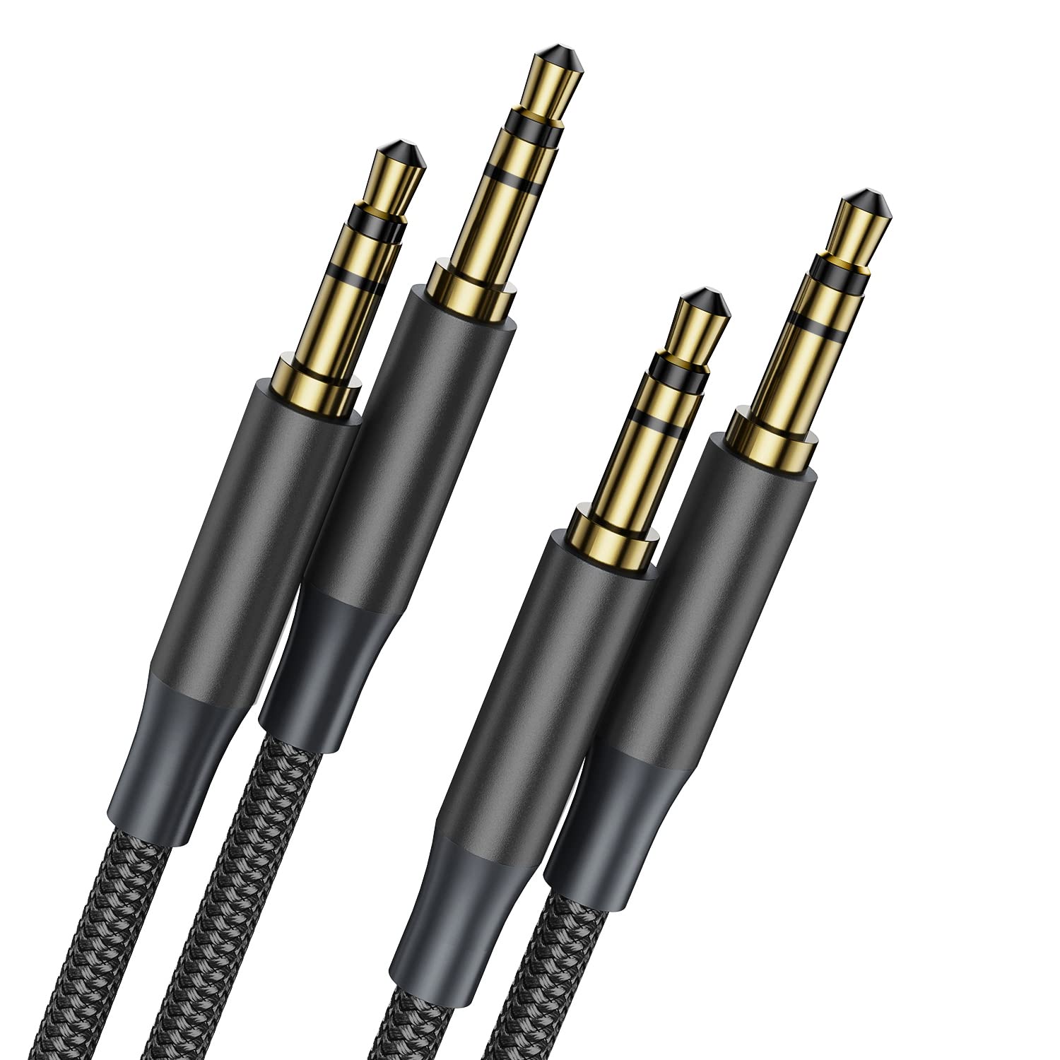 3.5mm Aux Cable [2 Pack 2m/3m] Braided Male to Male Audio Cable - Hi-Fi Sound Auxiliary Cord for Car Stereo, Home Speakers, Headphones - Compatible with Sony, Echo Dot, Beats, iPod, iPad (Black) - Perfect for Home Audio, Car Music & Mobile Devices