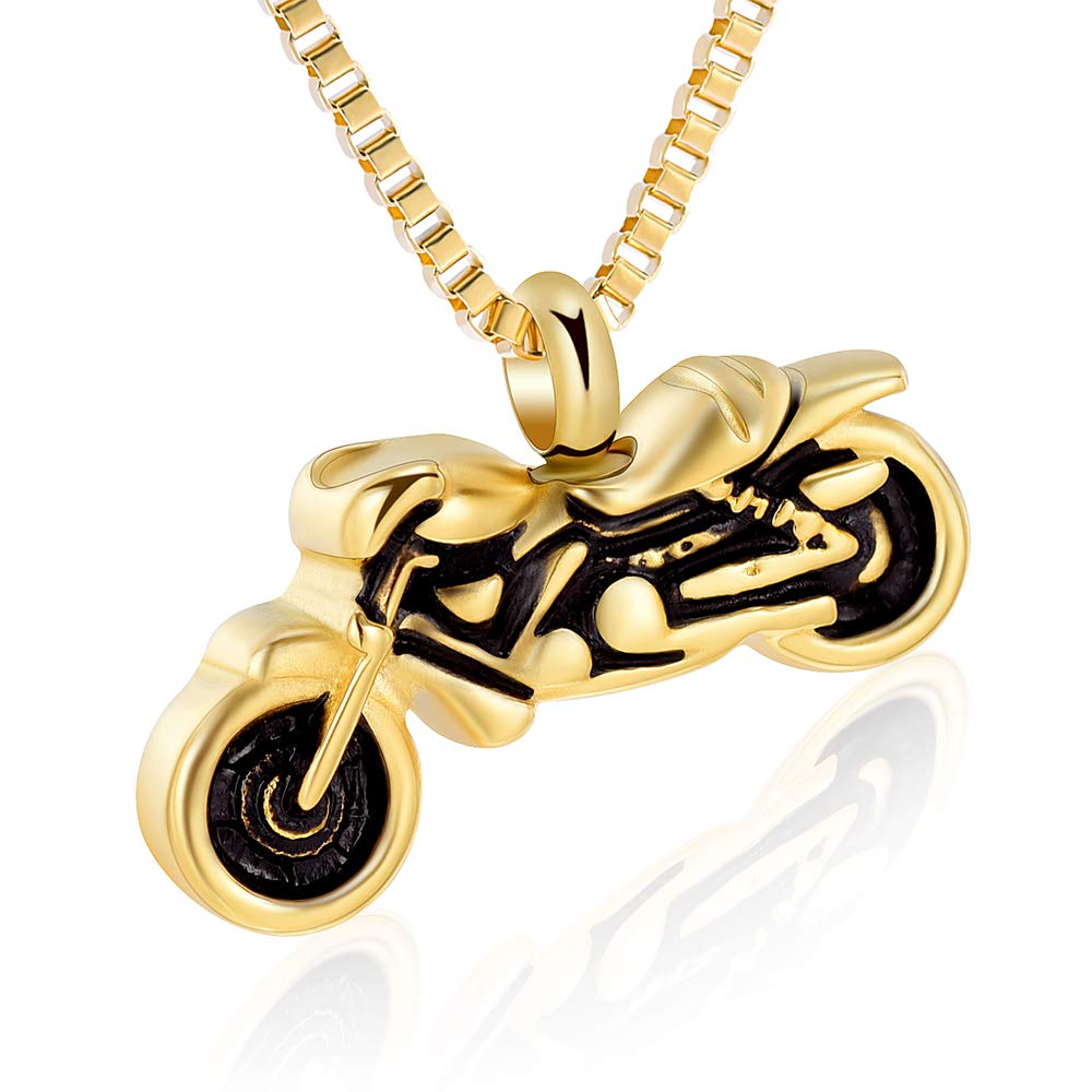 Motorcycle Urn Necklace for Ashes - Stainless Steel Cremation Jewelry Pendant for Men & Women - Memorial Keepsake for Bikers & Loved Ones - Perfect for Riders, Motorcycle Enthusiasts & Memorial Gifts