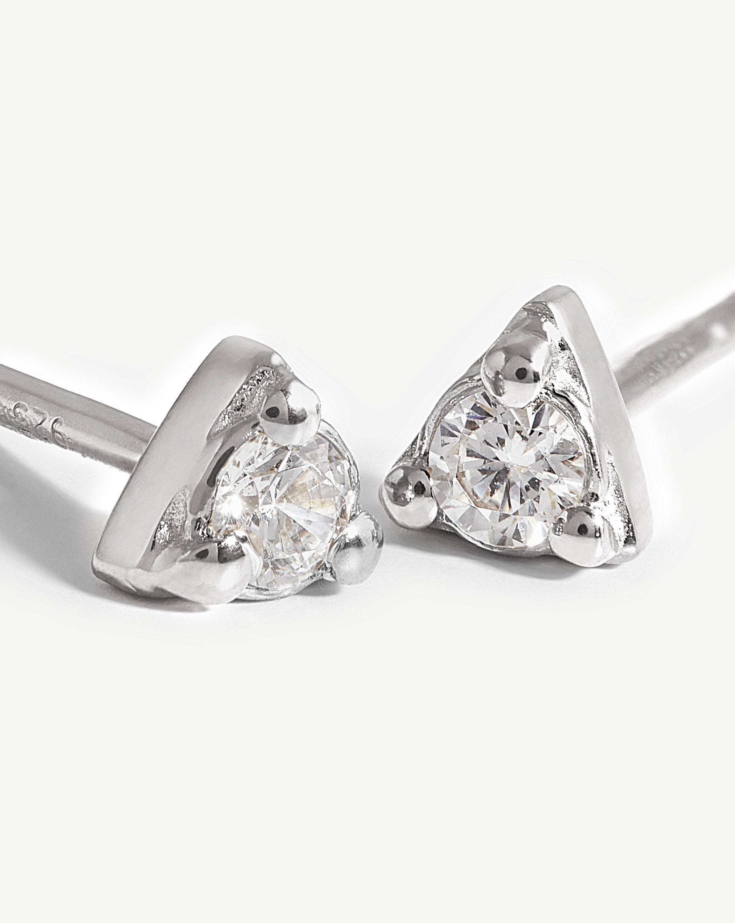 Prism Stud Earrings - Sterling Silver Cubic Zirconia Earrings for Women | Hypoallergenic Elegant Jewelry Gift for Birthday, Anniversary & Everyday Wear
