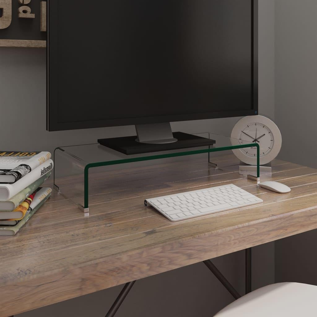 Clear Glass TV Stand & Monitor Riser - 23.6